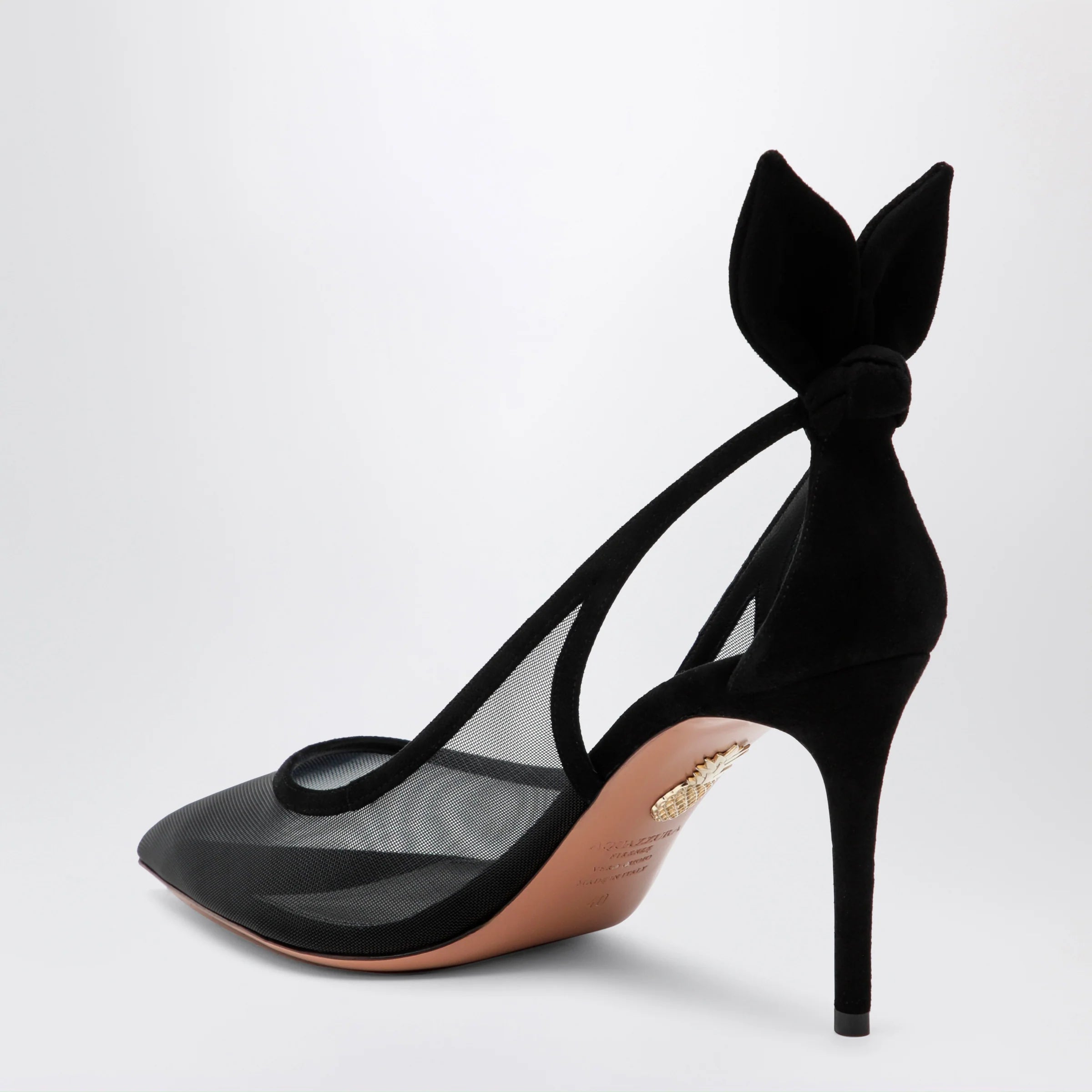 Aquazzura Black bow-tie mesh pumps