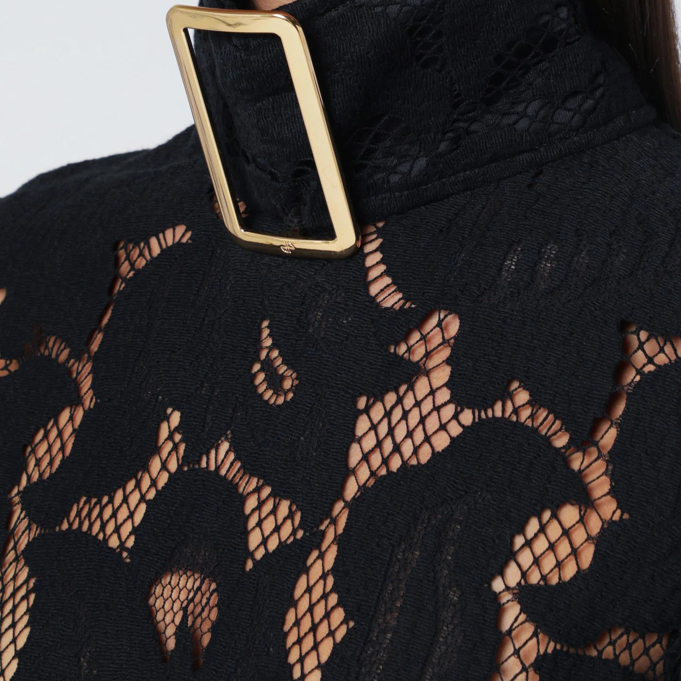 Patou Black mini dress with buckle collar