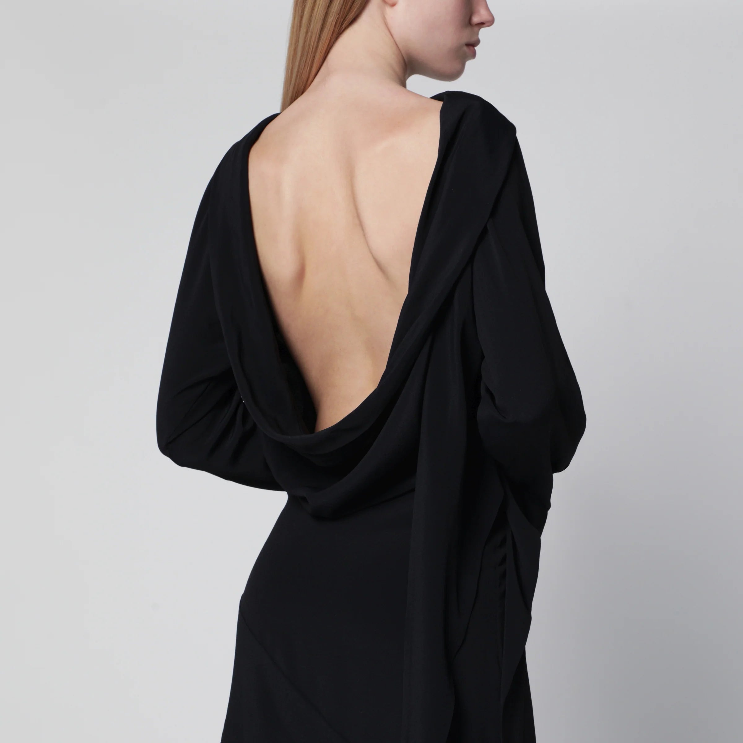 Francesco Murano Black asymmetric silk-blend dress