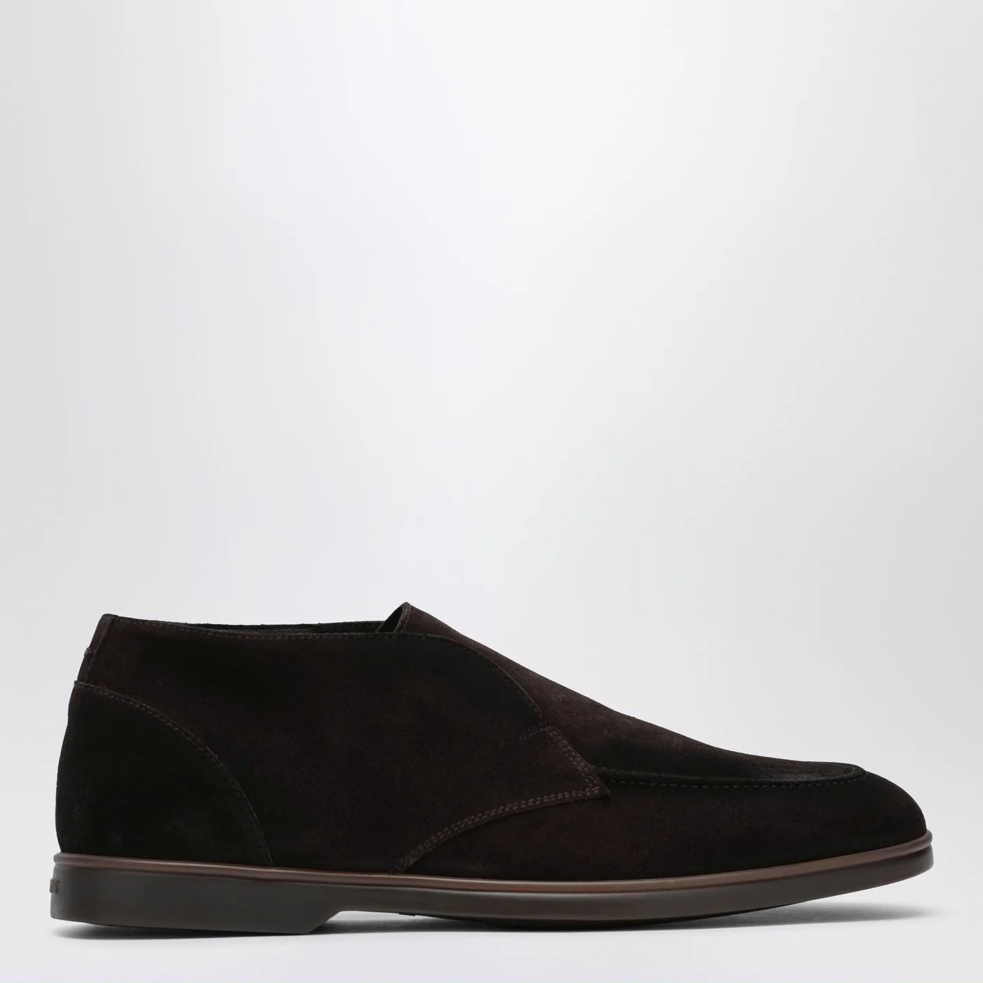 Doucal's Lace-free desert boot in brown suede