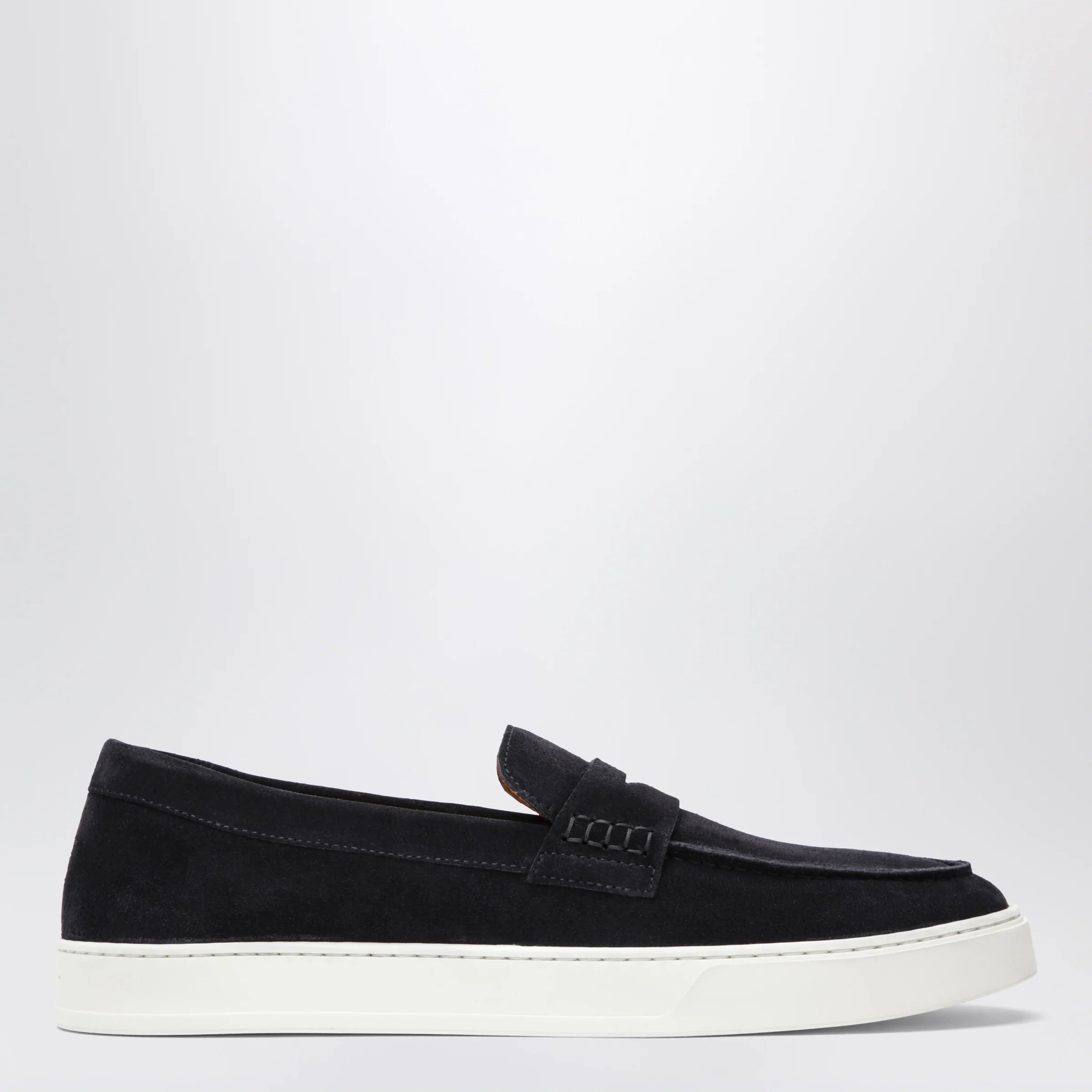 Doucal's Blue Suede Penny Loafers
