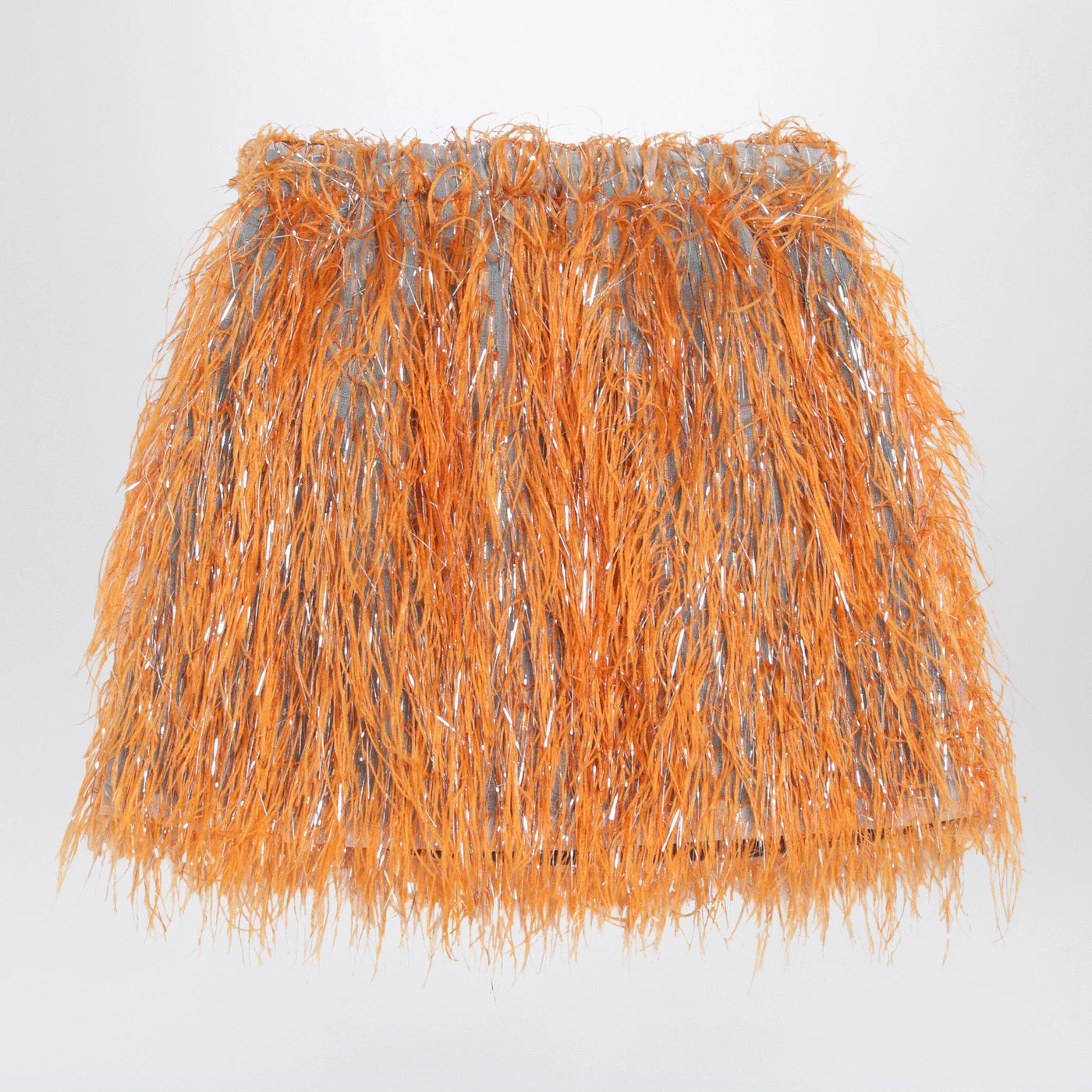 Douuod Orange Maracaibo skirt with feathers