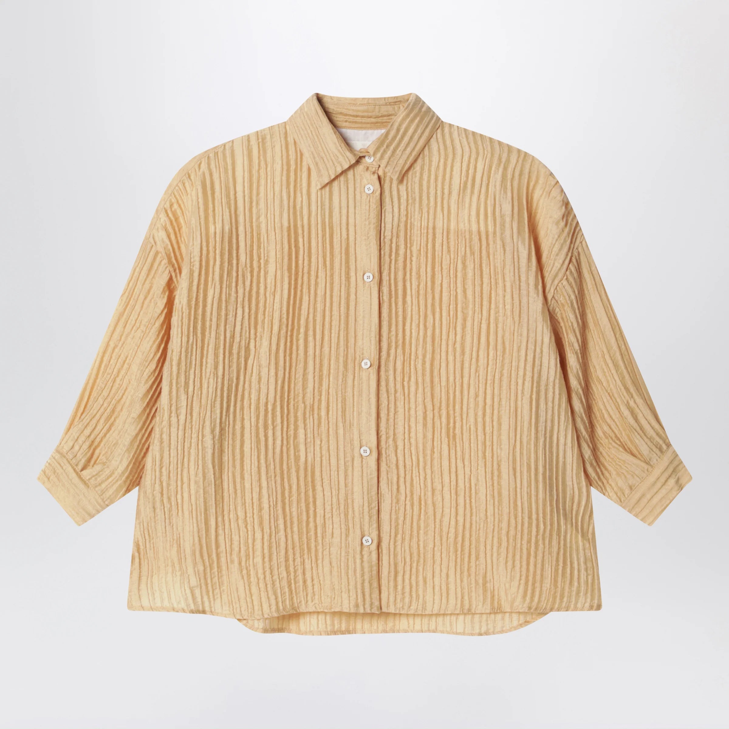 Douuod Ochre yellow shirt with pleats