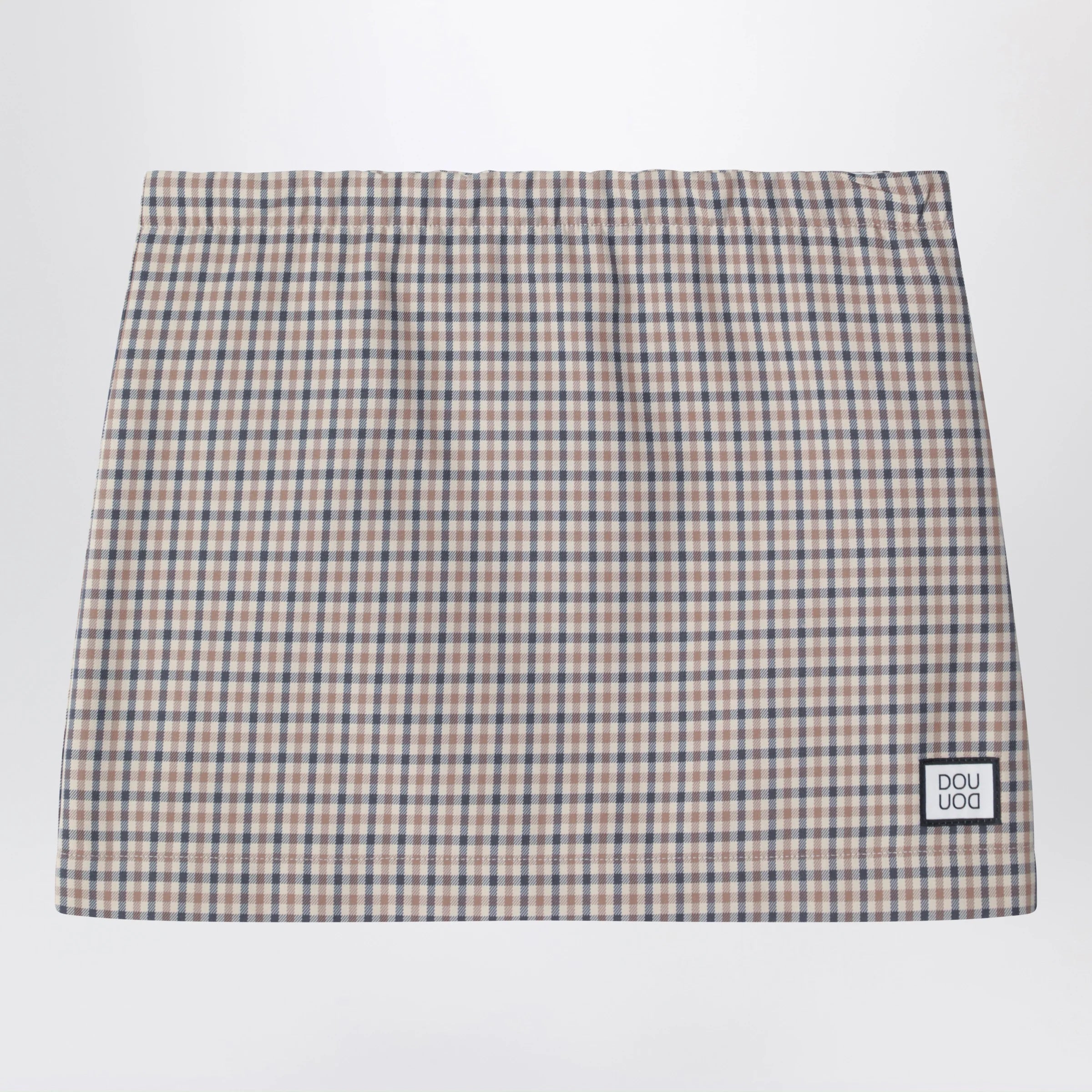 Douuod Betulla beige mini skirt with check pattern