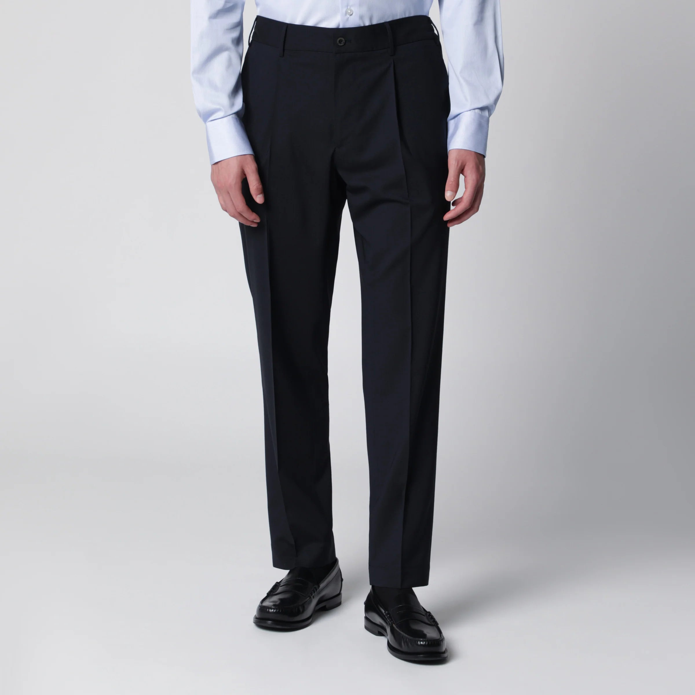 Santaniello Blue trousers in wool blend