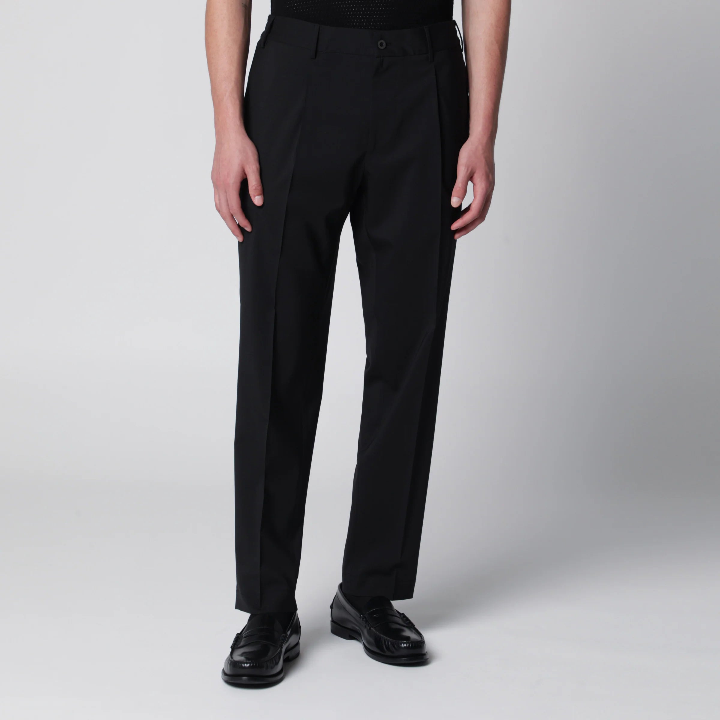 Santaniello Black trousers in wool blend