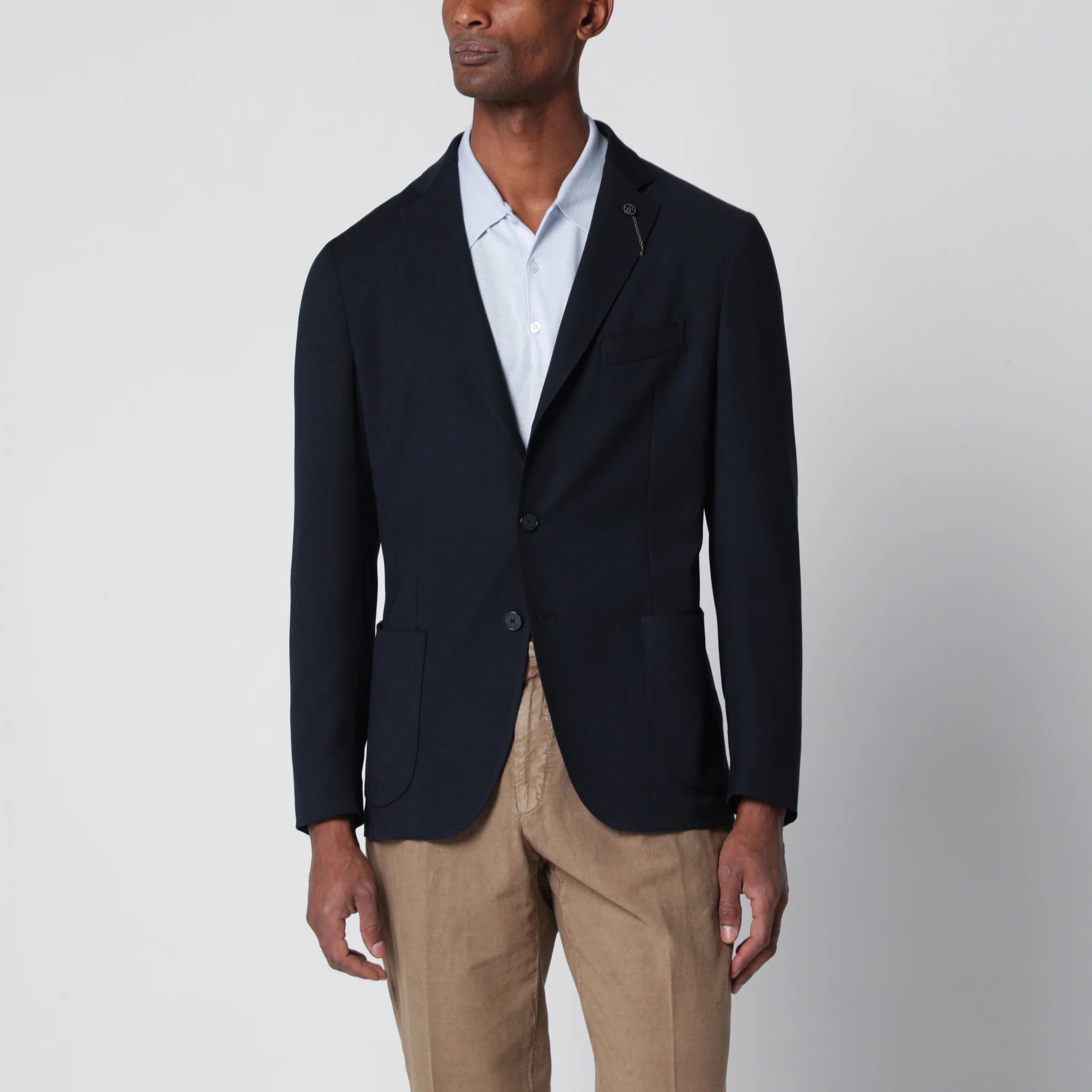 Santaniello Black single-breasted wool-blend jacket