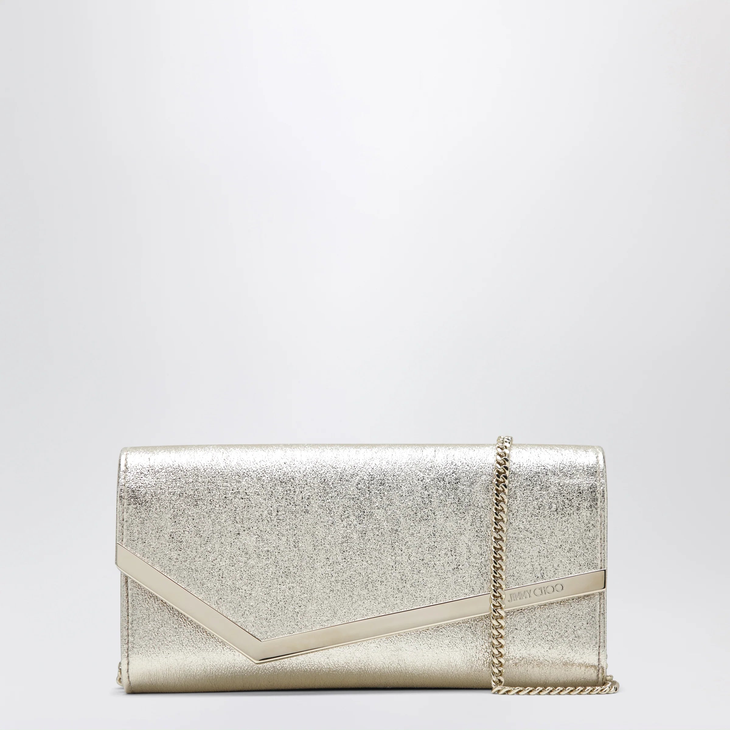 Jimmy Choo Emmie Brilliance fabric clutch in platinum ice