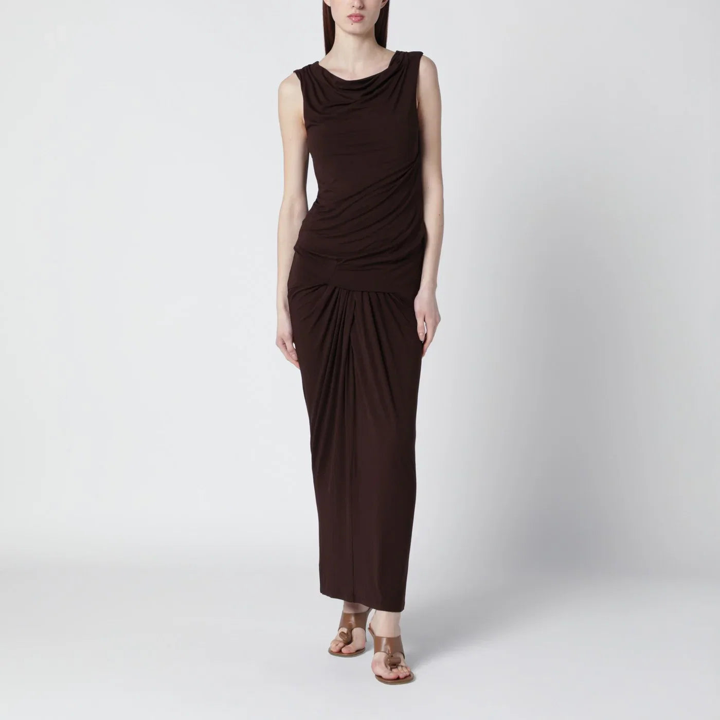 Entire Studios Tobacco-colored dress with draping