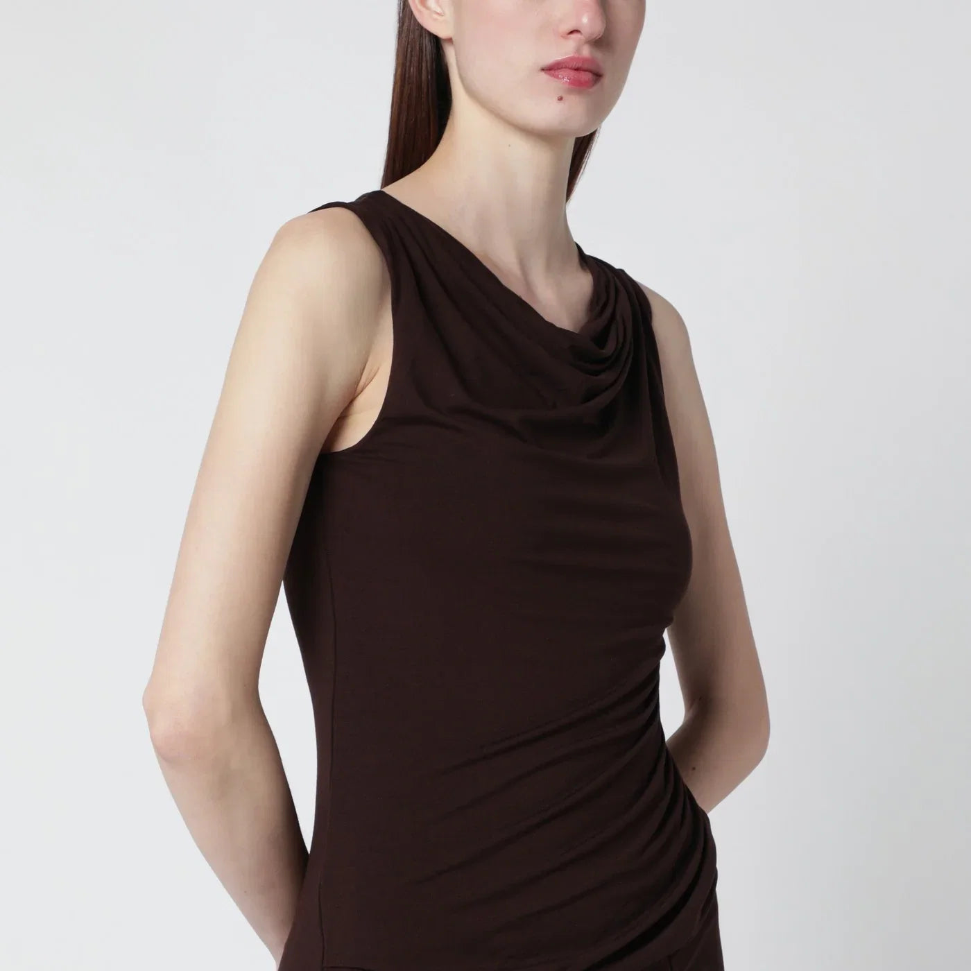 Entire Studios Tobacco-colored dress with draping