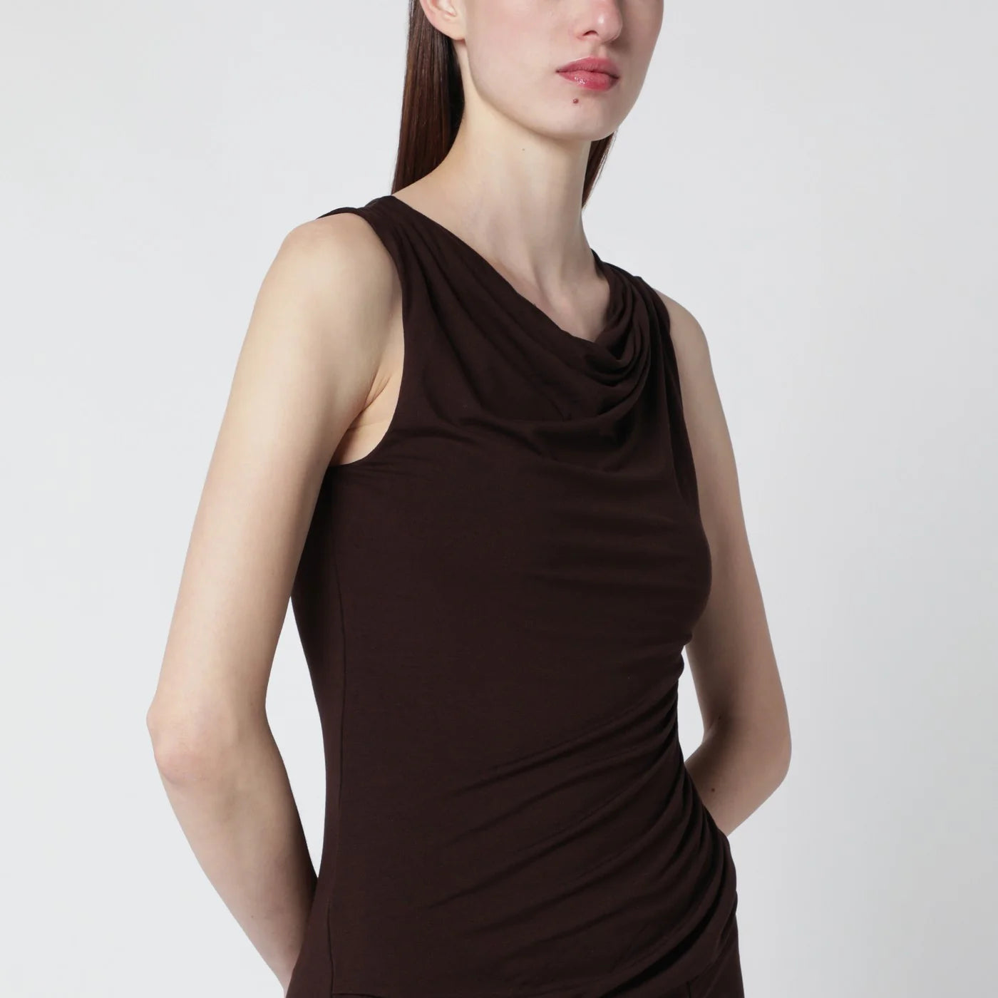 Entire Studios Tobacco-colored dress with draping