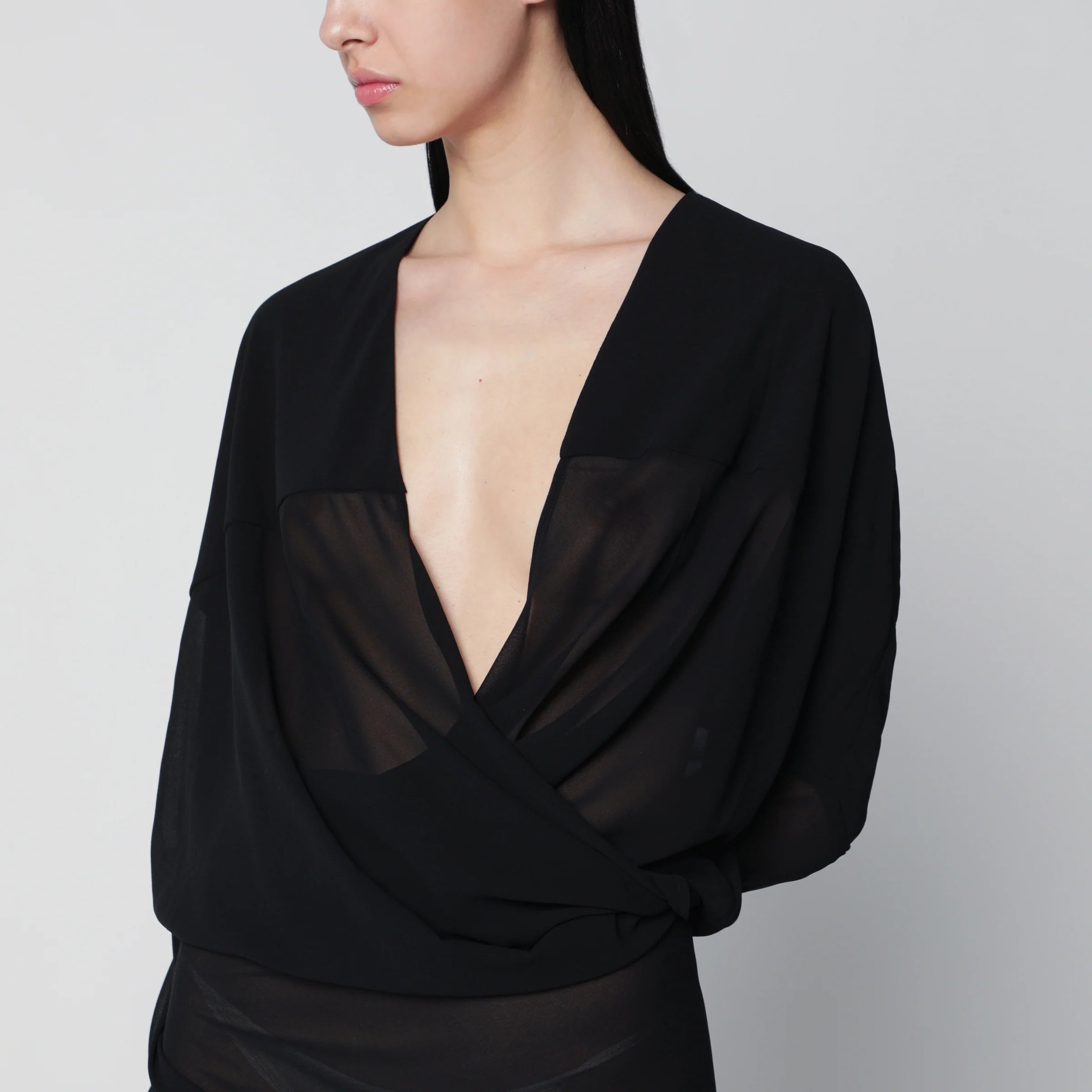 Entire Studios Long semi-sheer black dress