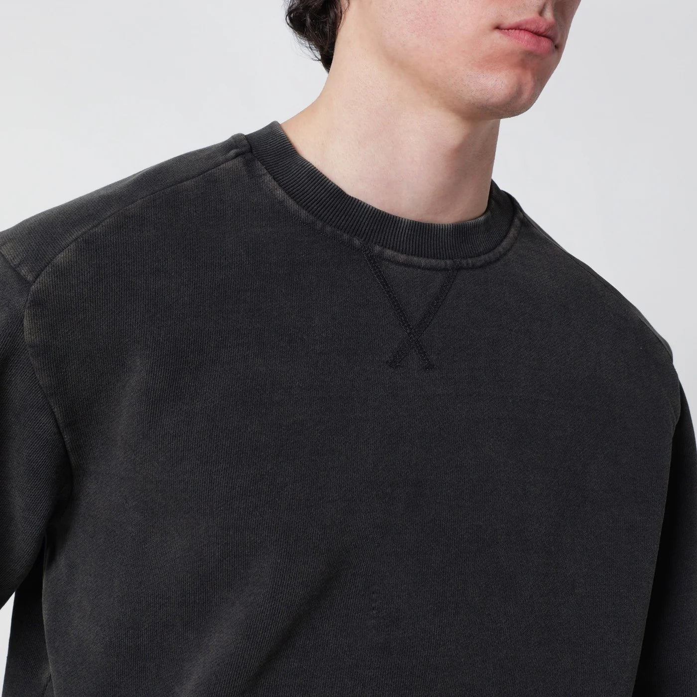 Entire Studios Washed black cotton crewneck sweatshirt