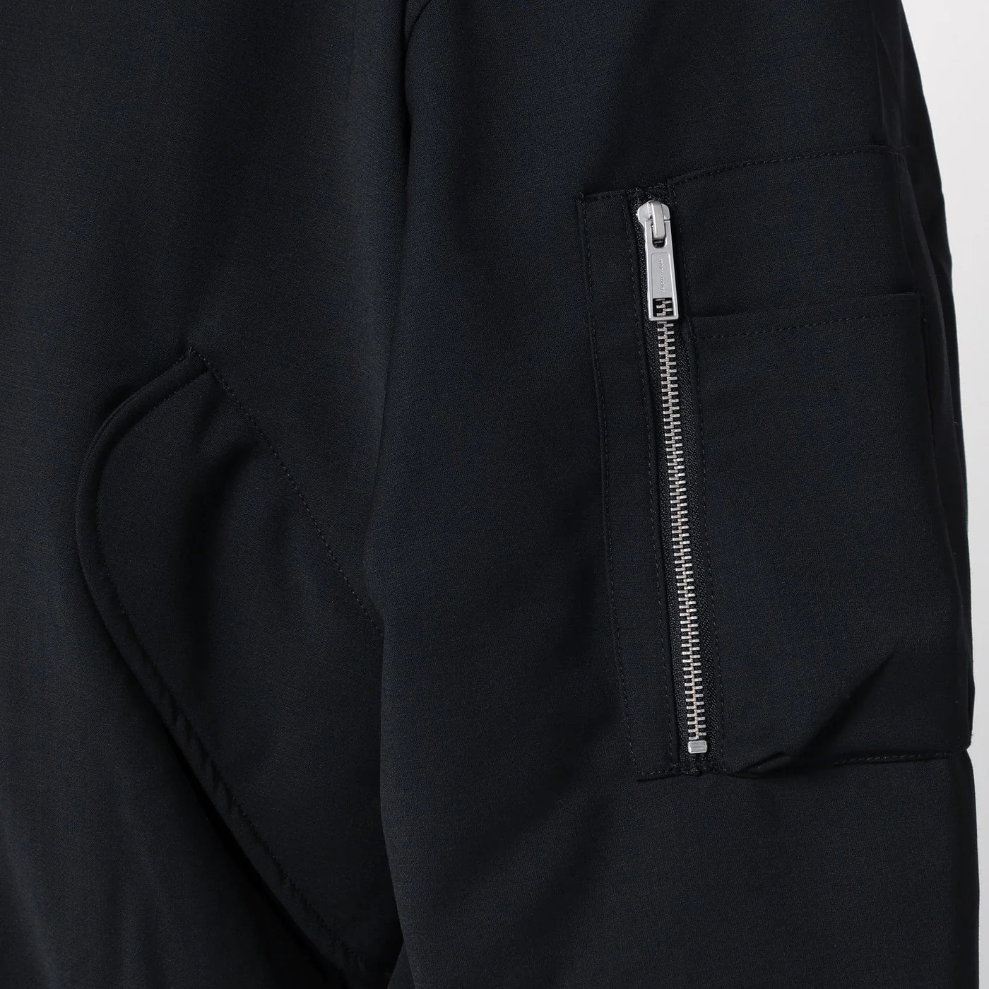 Entire Studios Black zip-up bomber jacket in wool blend