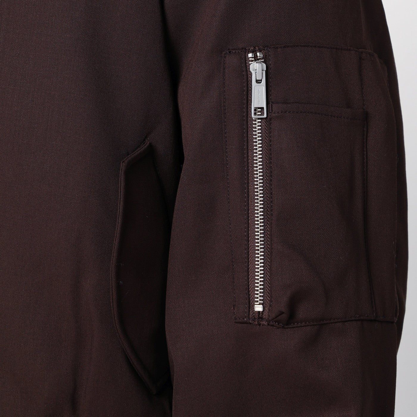 Entire Studios Dark brown zip-up bomber jacket in wool