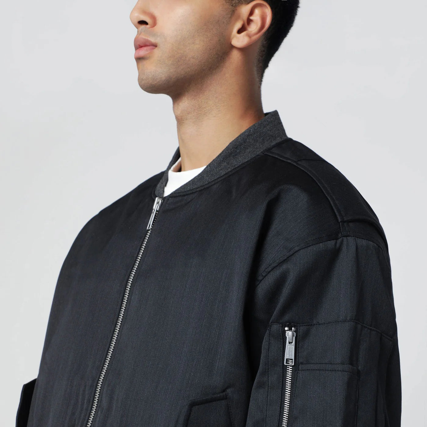 Entire Studios Grey wool-blend bomber jacket with zip
