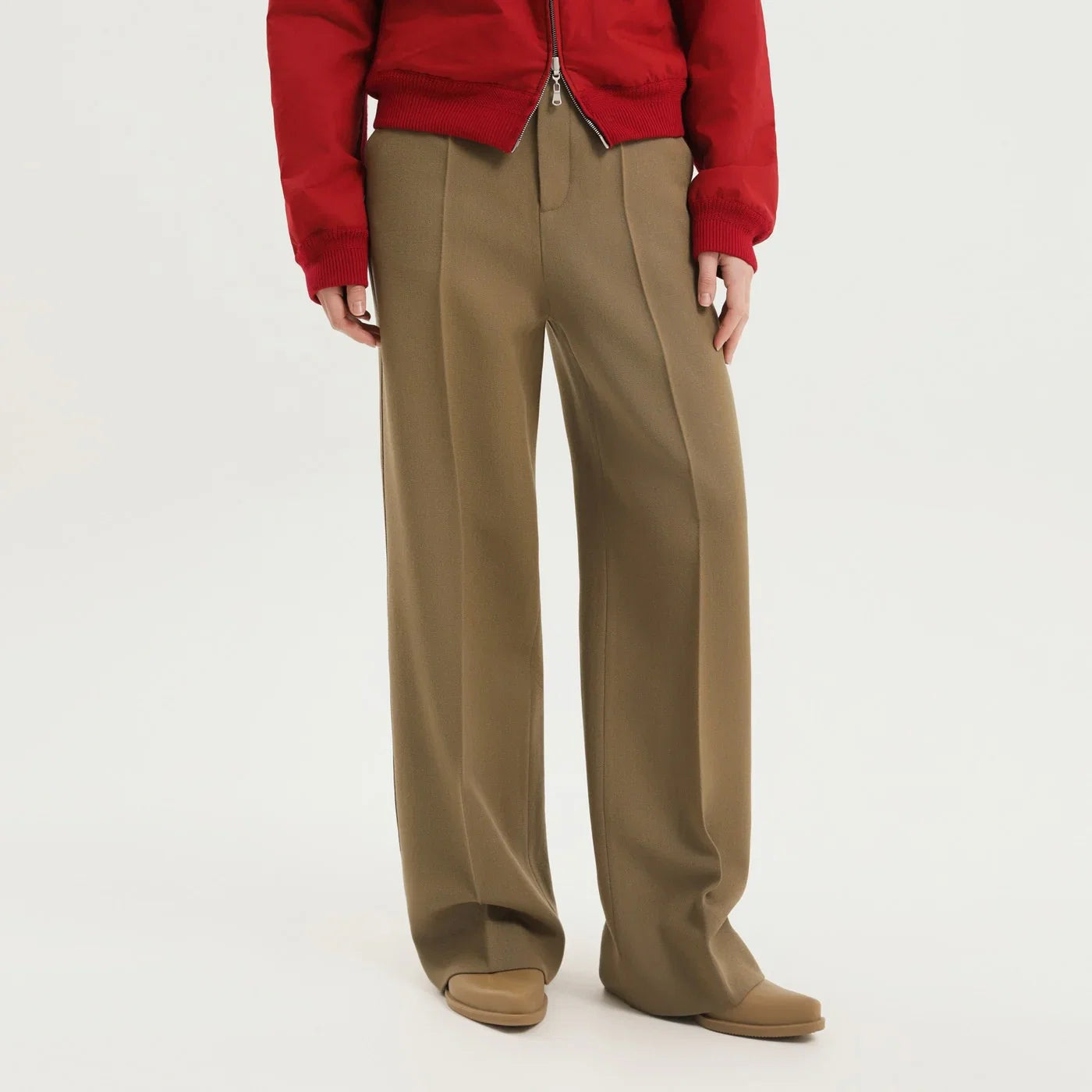 1989 STUDIO Olive green straight leg wool pants