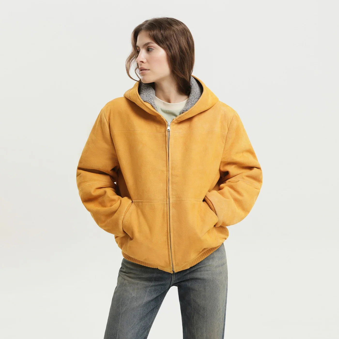 1989 STUDIO Yellow suede hoodie