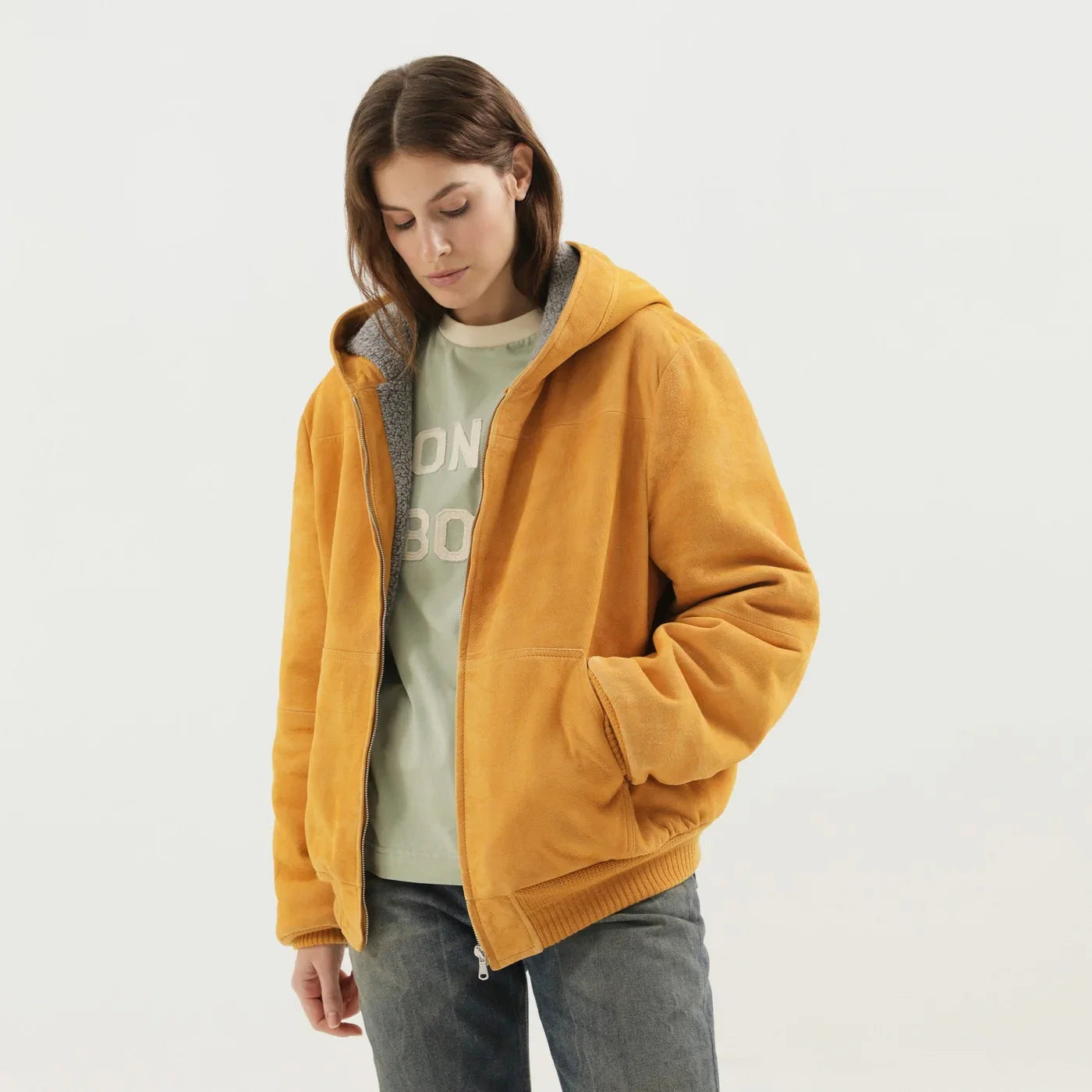 1989 STUDIO Yellow suede hoodie
