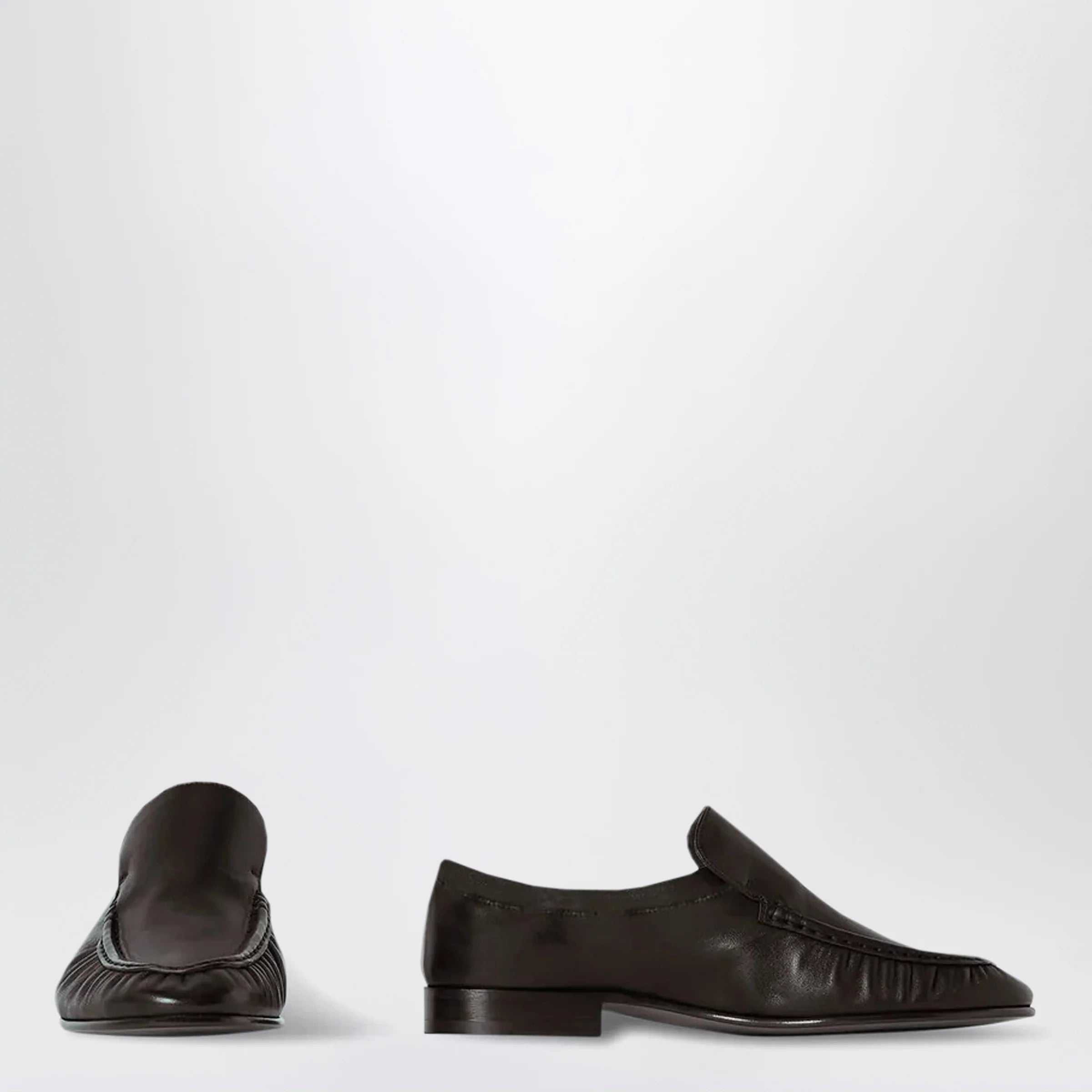 The Row Two soft nappa leather loafers in lacquer brown