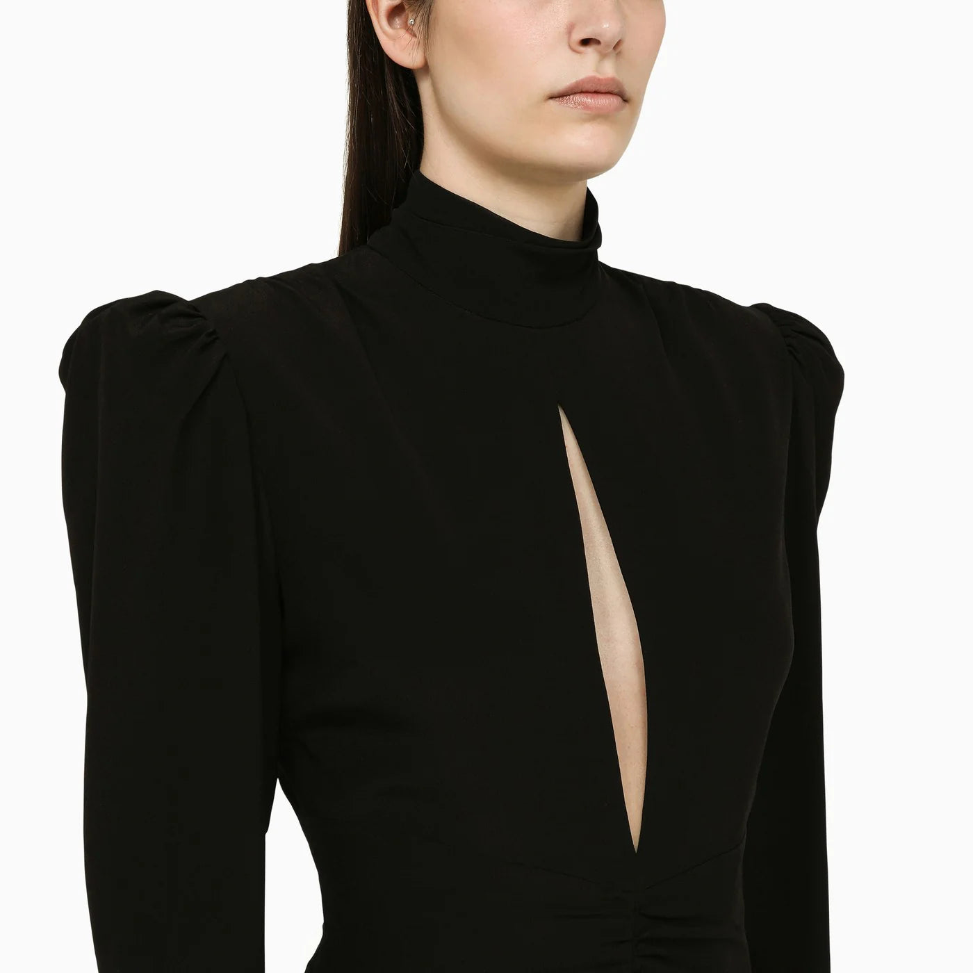 Alessandra Rich Black draped silk minidress