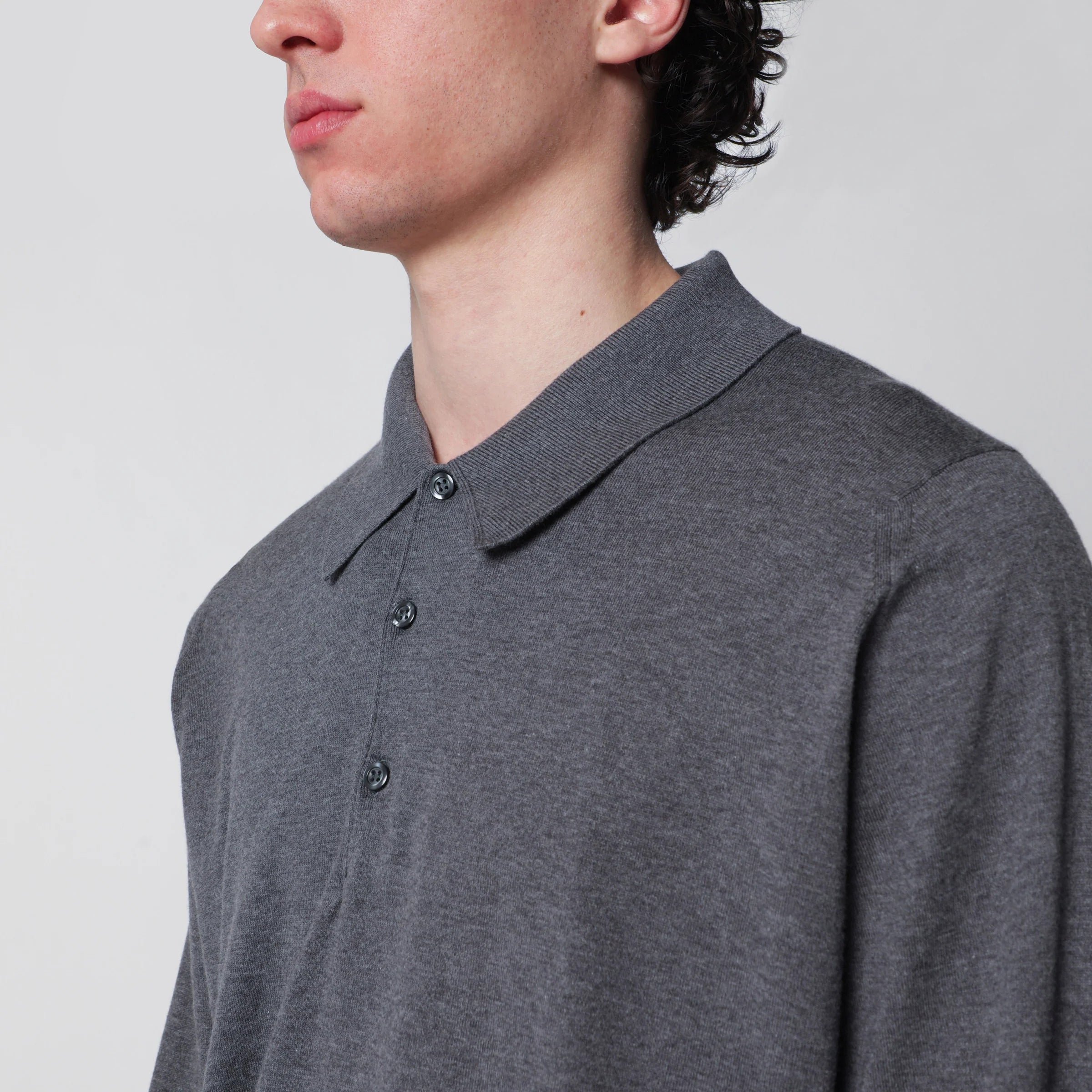 JOHN SMEDLEY Gray Finchley polo in cotton