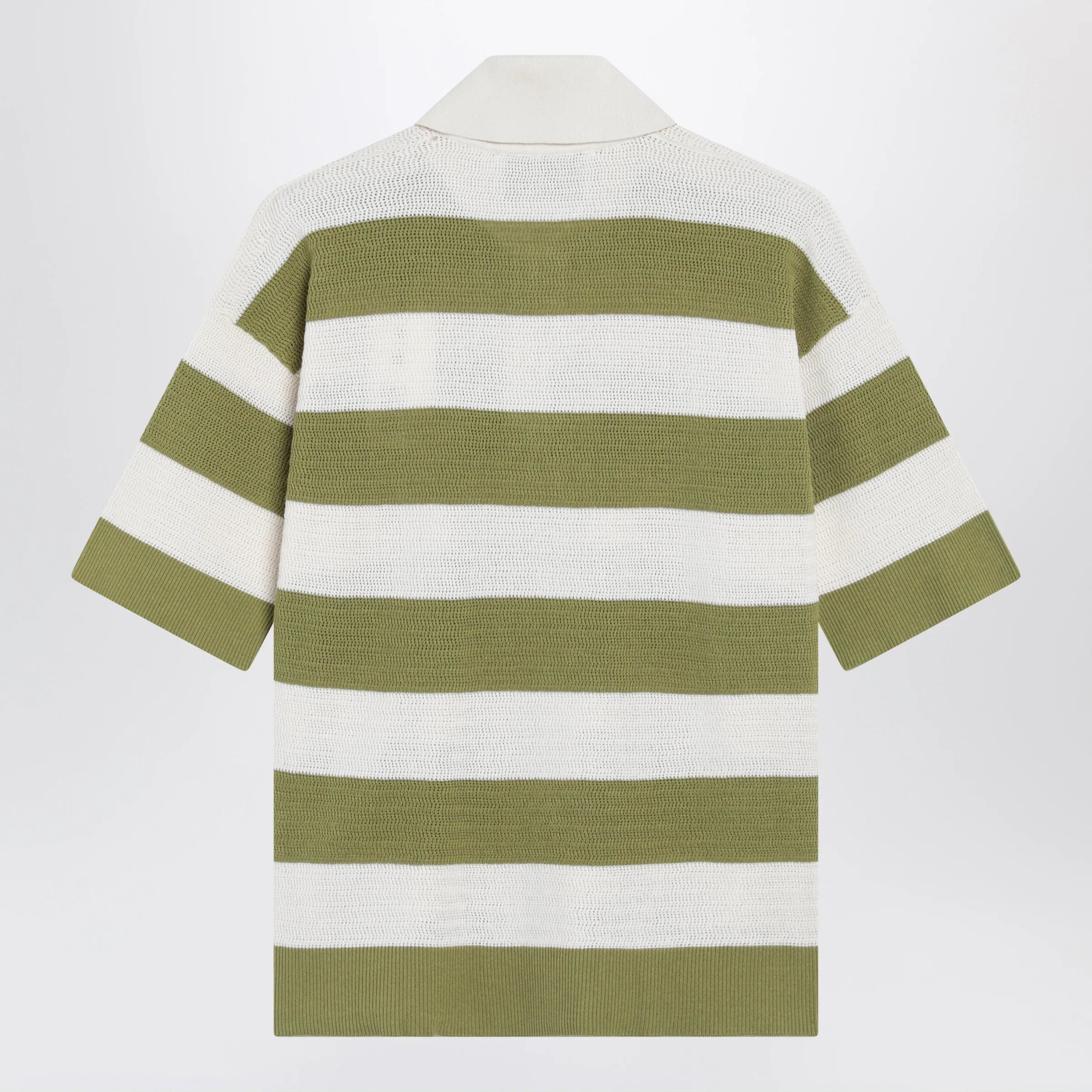 Ami Paris Ami de Coeur striped cotton knit polo shirt