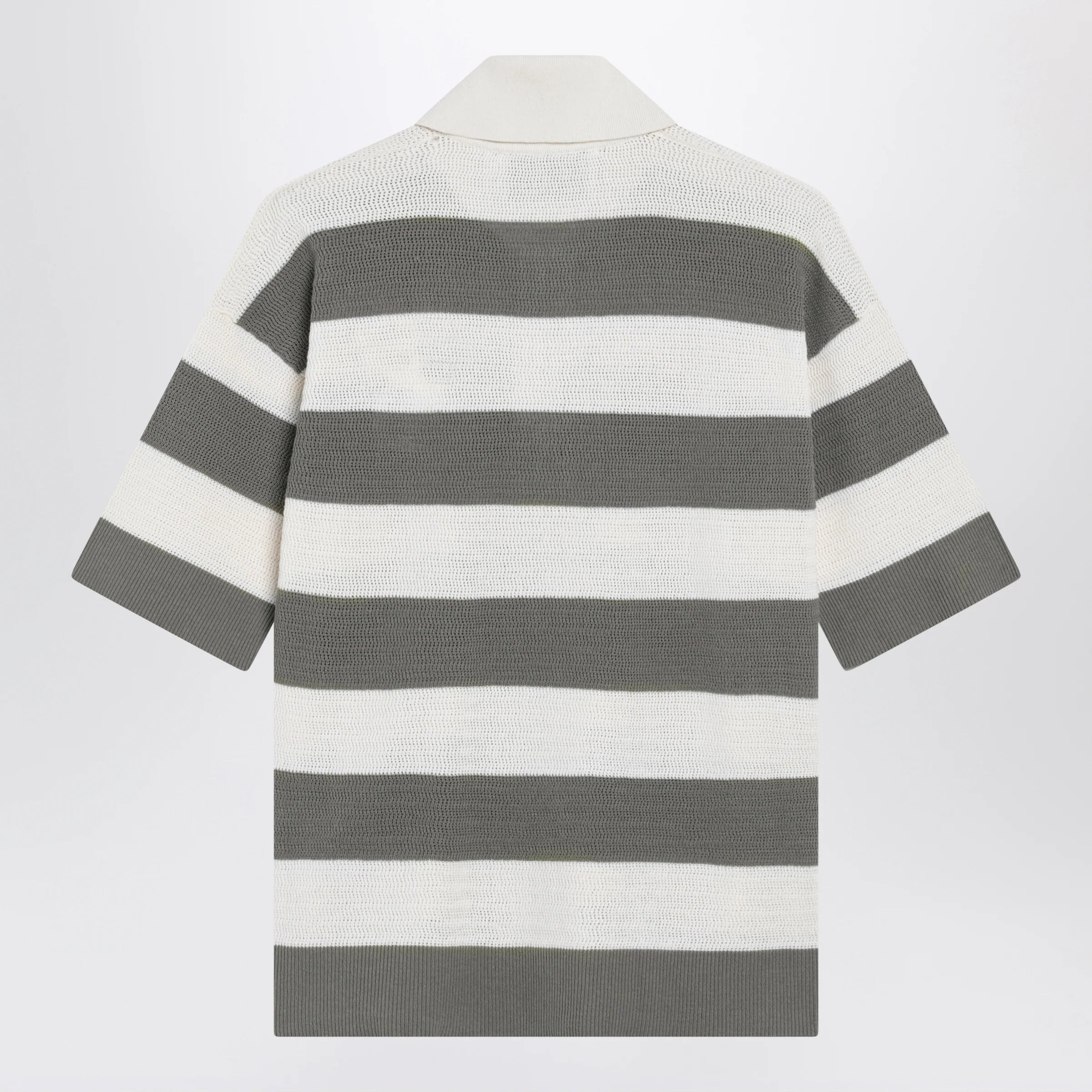 Ami Paris Ami de Coeur striped cotton knit polo shirt