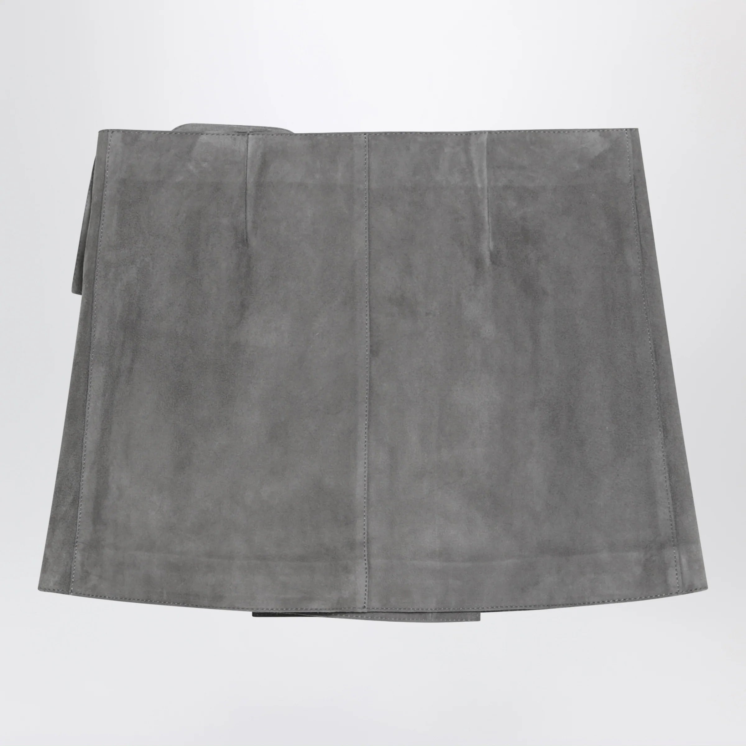 Ami Paris Grey suede mini skirt with large buckle belt