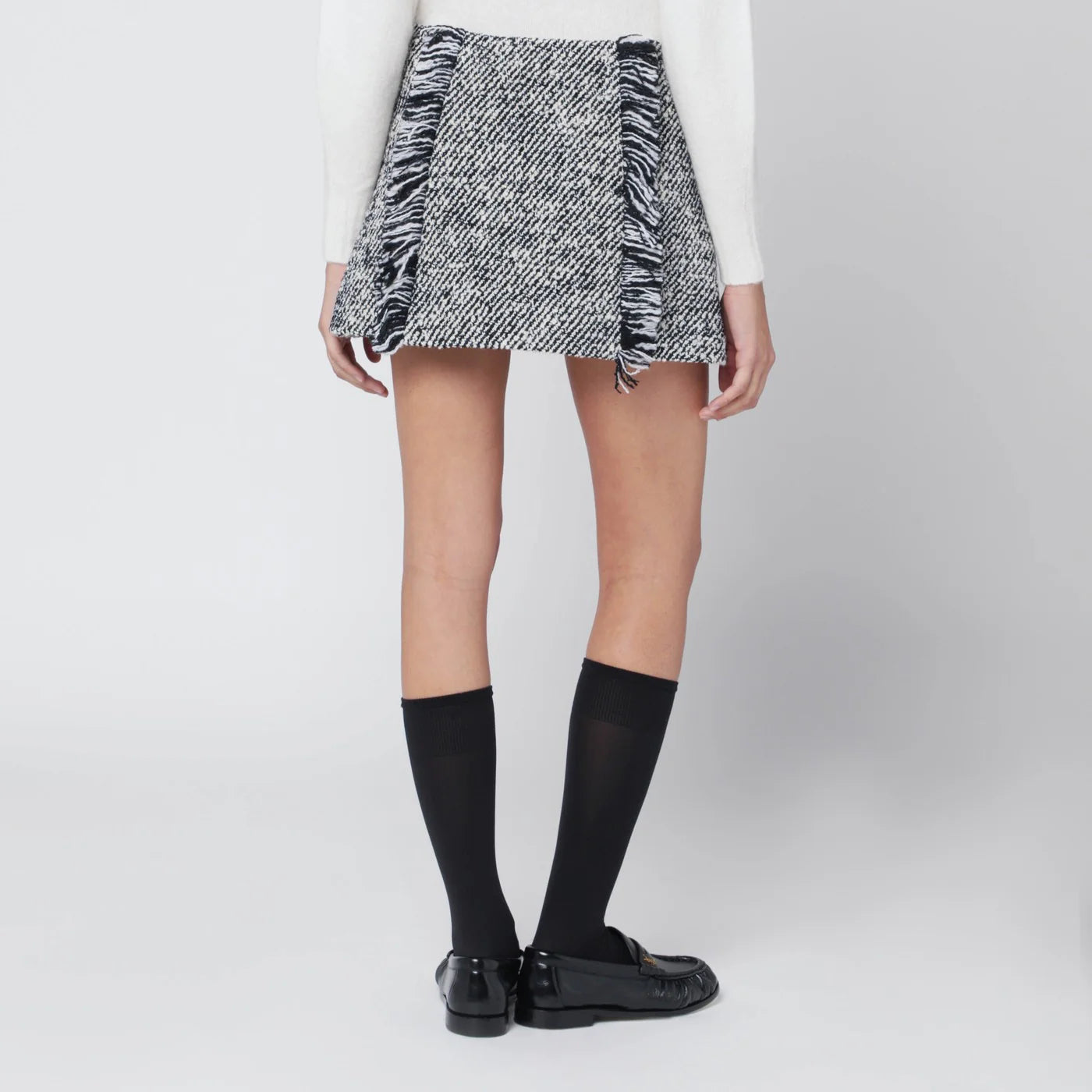 Durazzi Milano Black/white patterned wool-blend mini skirt