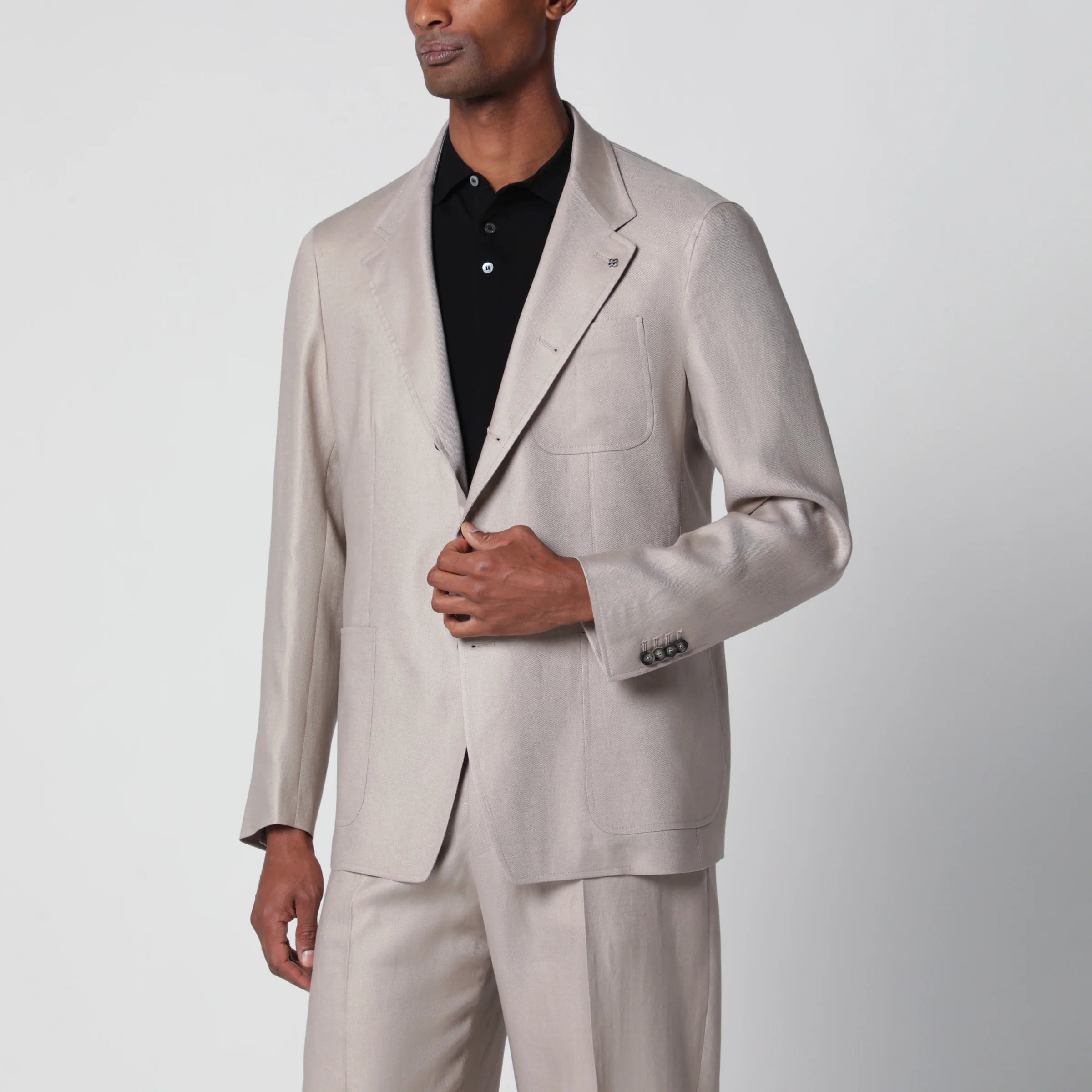 Tagliatore Single-breasted blazer in beige linen