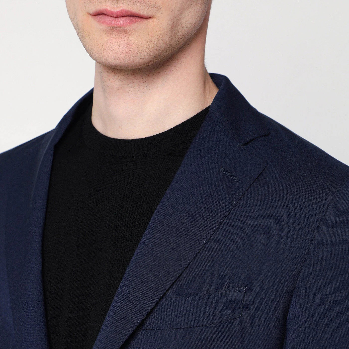 Santaniello Blue wool-blend single-breasted jacket