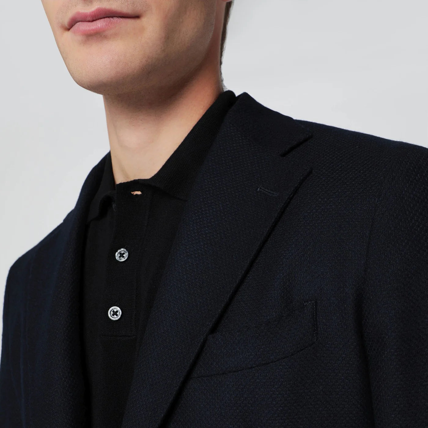Santaniello Navy blue single-breasted wool jacket