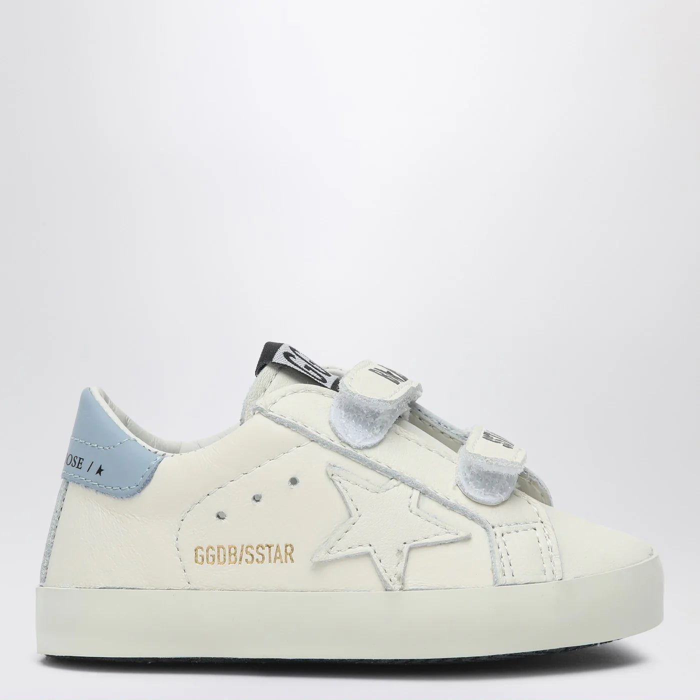 Golden Goose Baby School sneaker set in white/light blue with socks