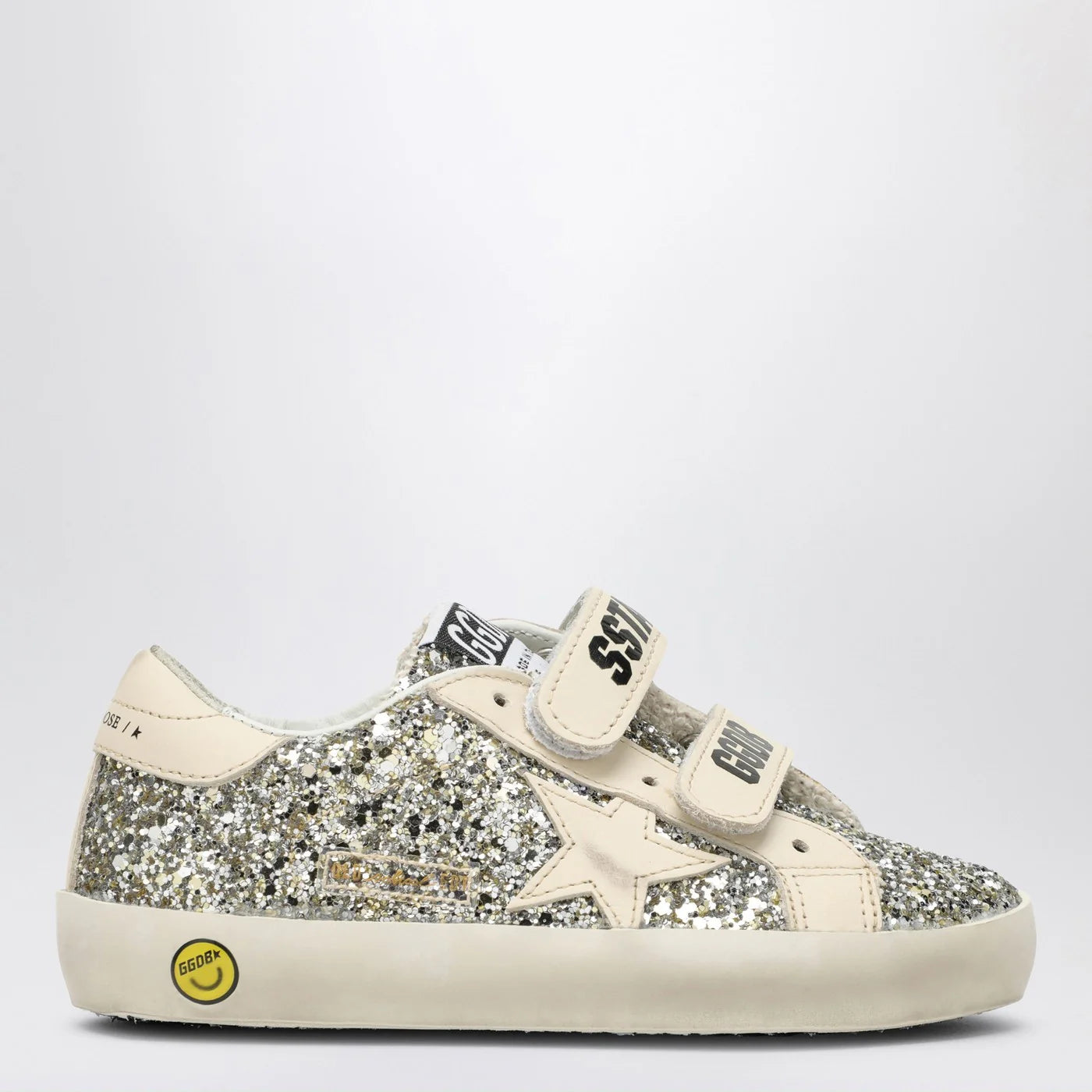 Golden Goose Old School sneaker in platinum/cream glitter