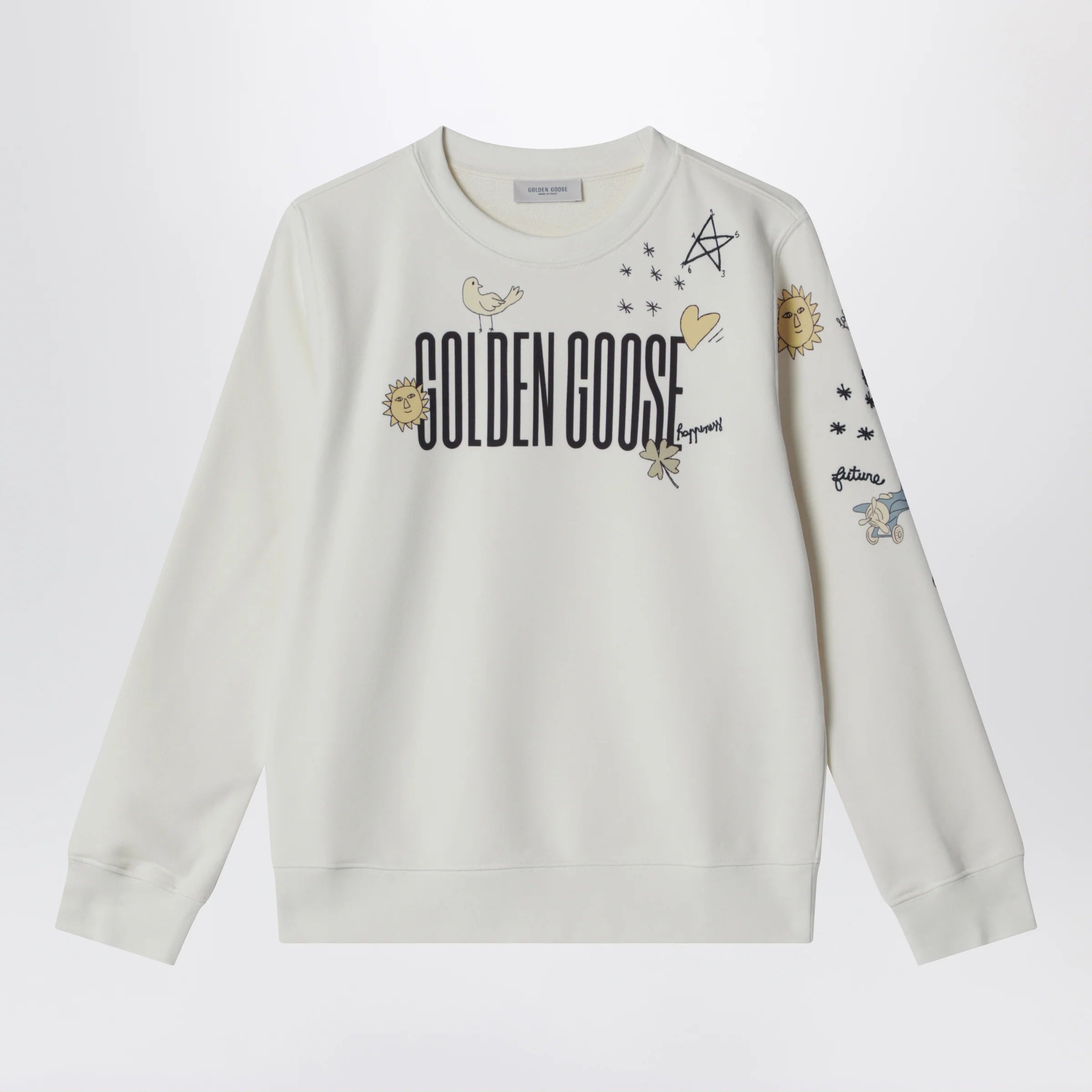 Golden Goose White cotton sweatshirt with logo print