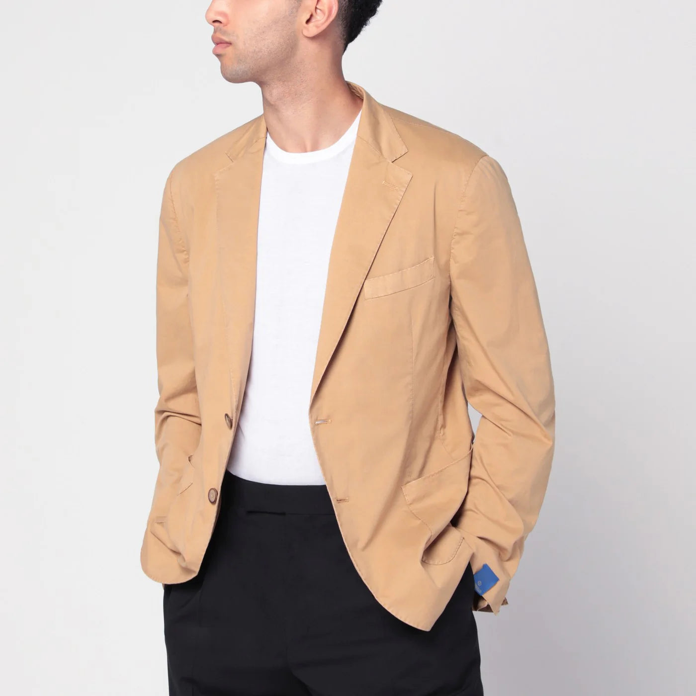 Santaniello Walnut-coloured single-breasted jacket in cotton