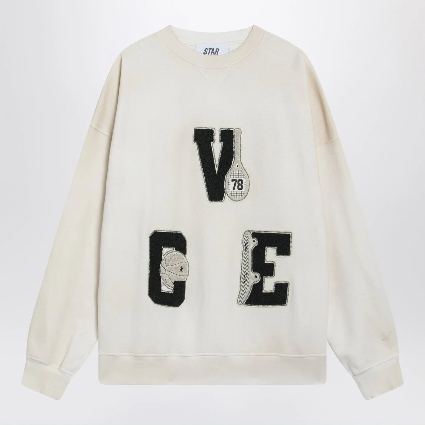 Golden Goose White crewneck sweatshirt with patches