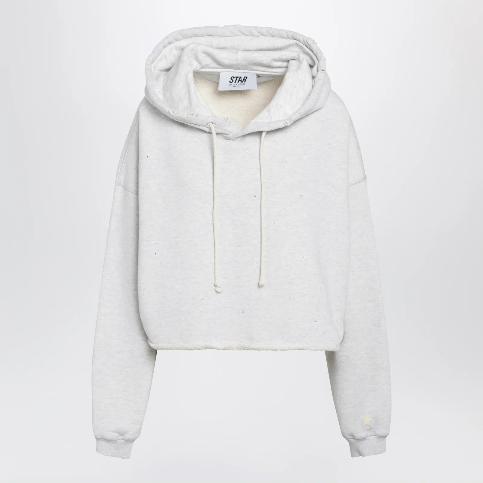 Golden Goose Star sweatshirt with crystal embroidery in grey cotton
