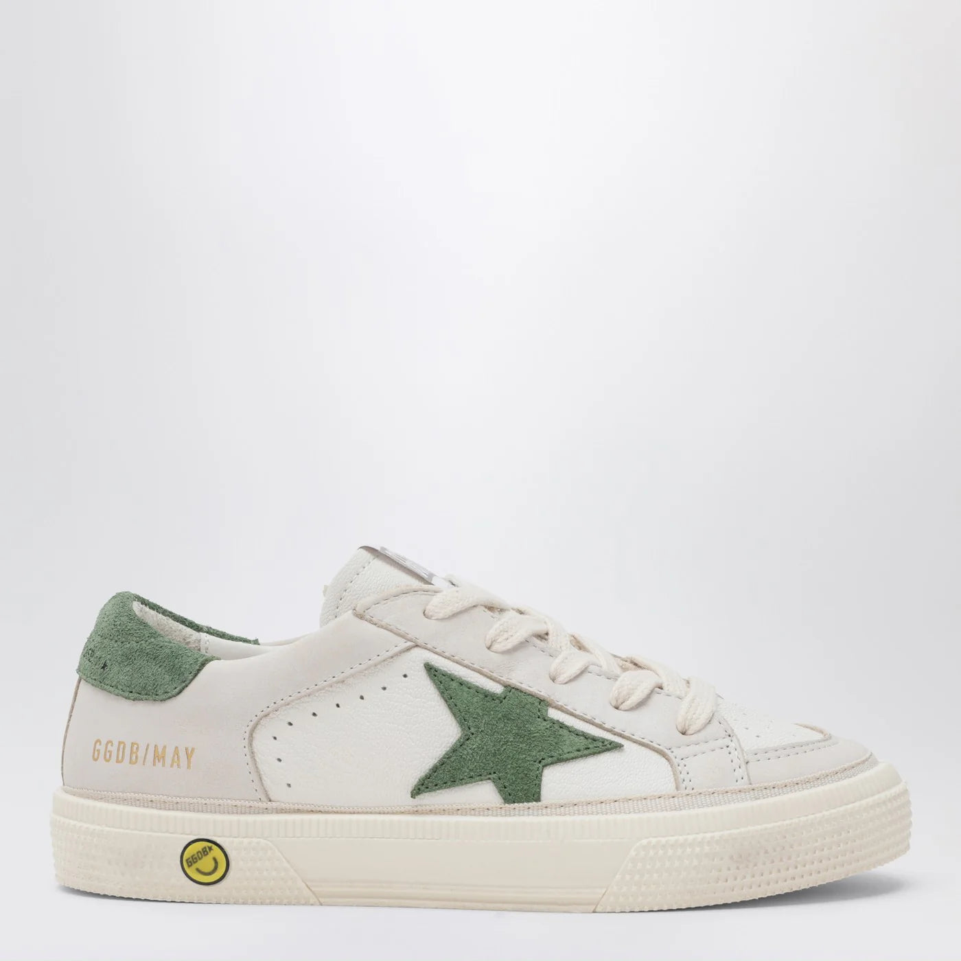 Golden Goose White/beige leather and green suede Super-Star sneakers