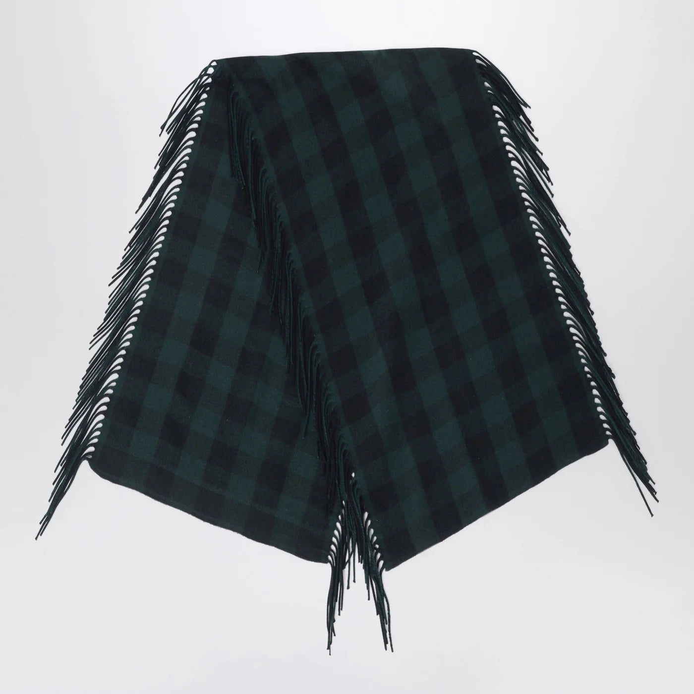 Destin British green check wool and cashmere shawl