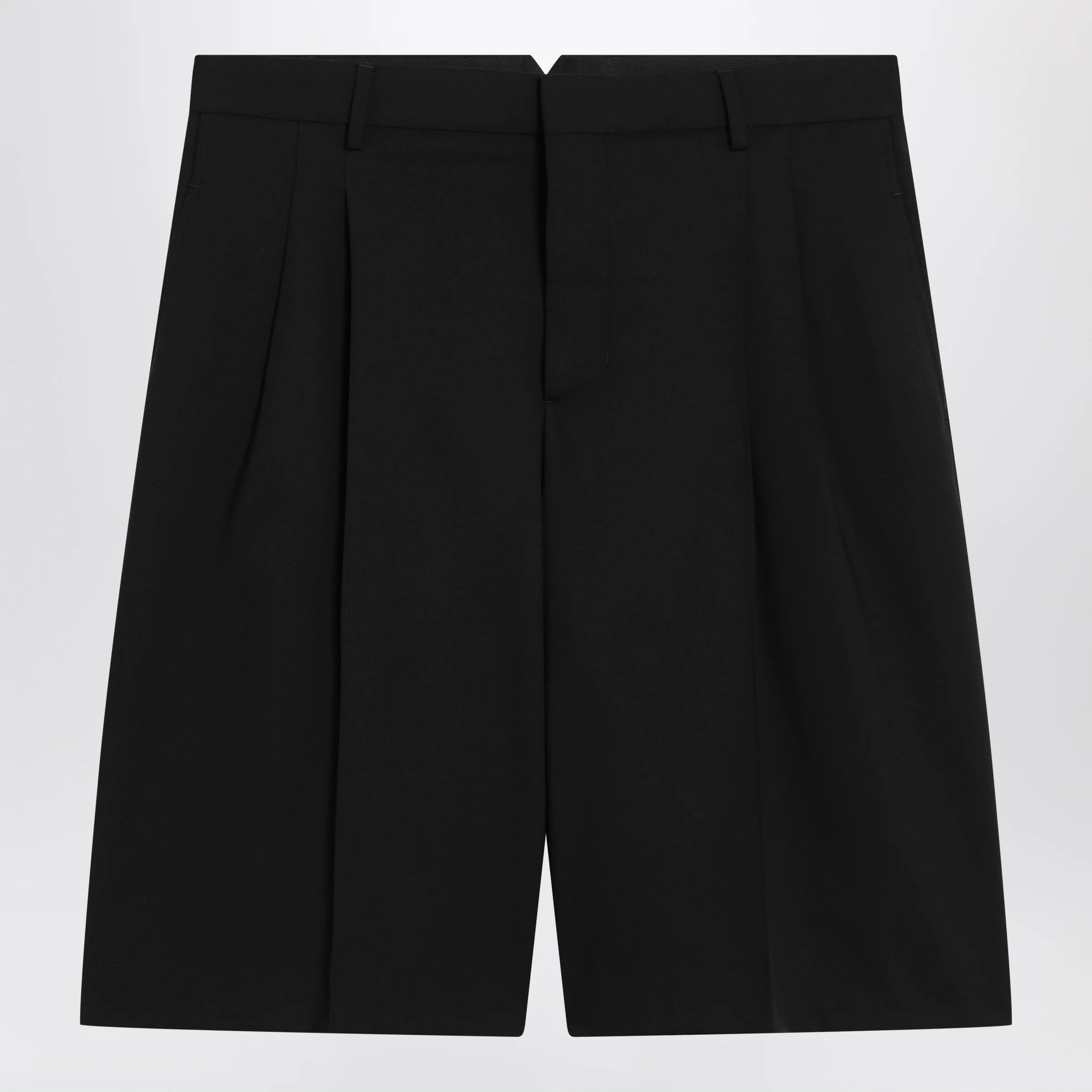 Ami Paris Black pleated bermuda shorts in cotton
