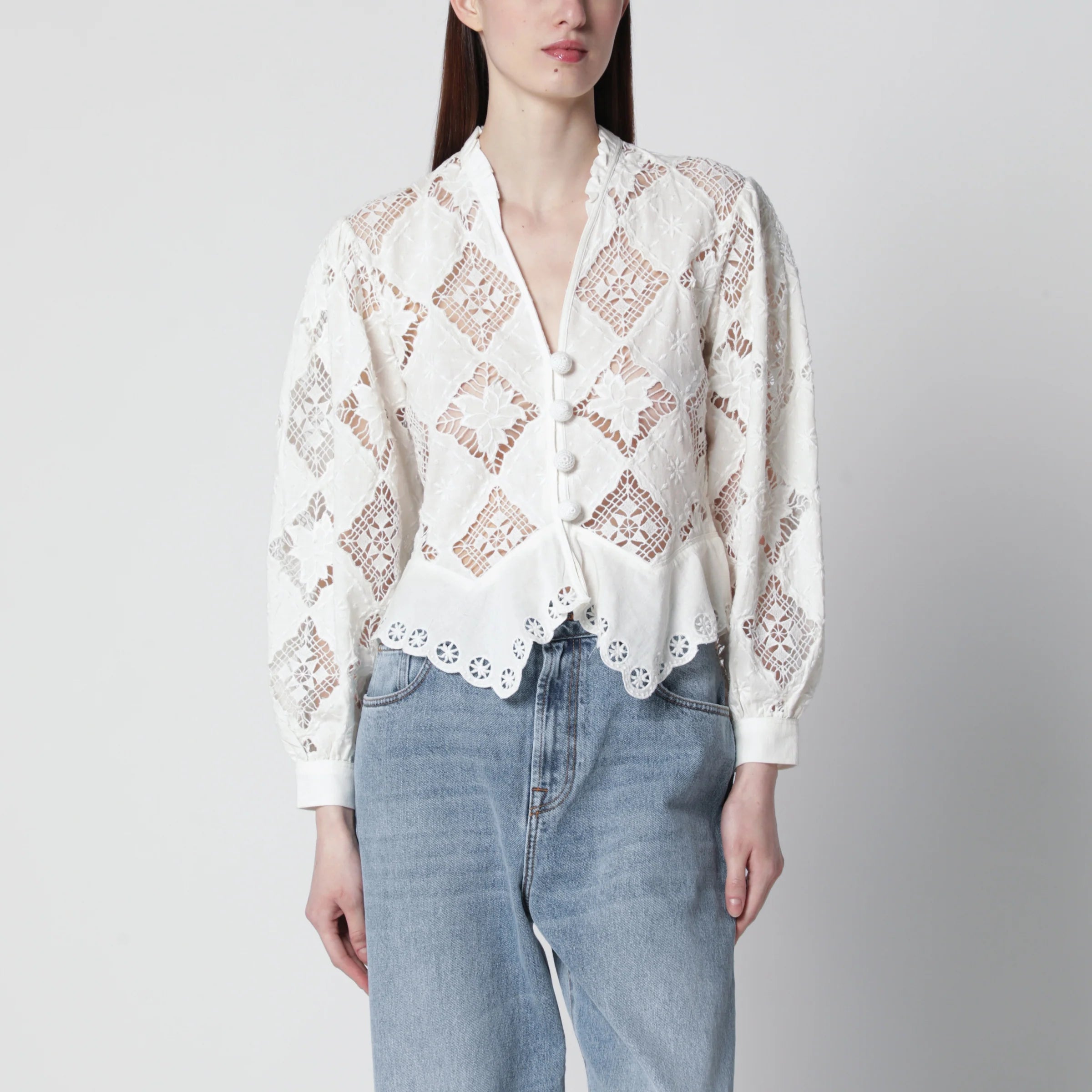 ISABEL MARANT Nina cotton and linen blouse in white