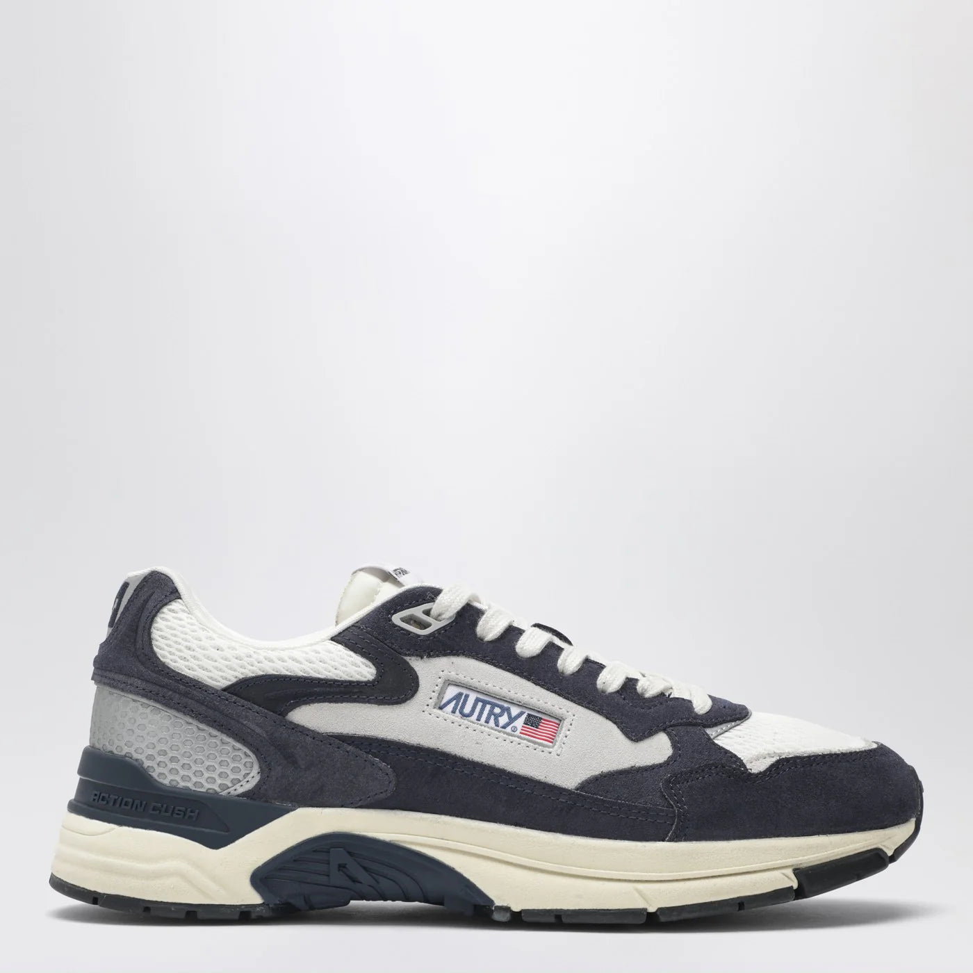 AUTRY Hyperway sneakers in blue and silver mesh and suede