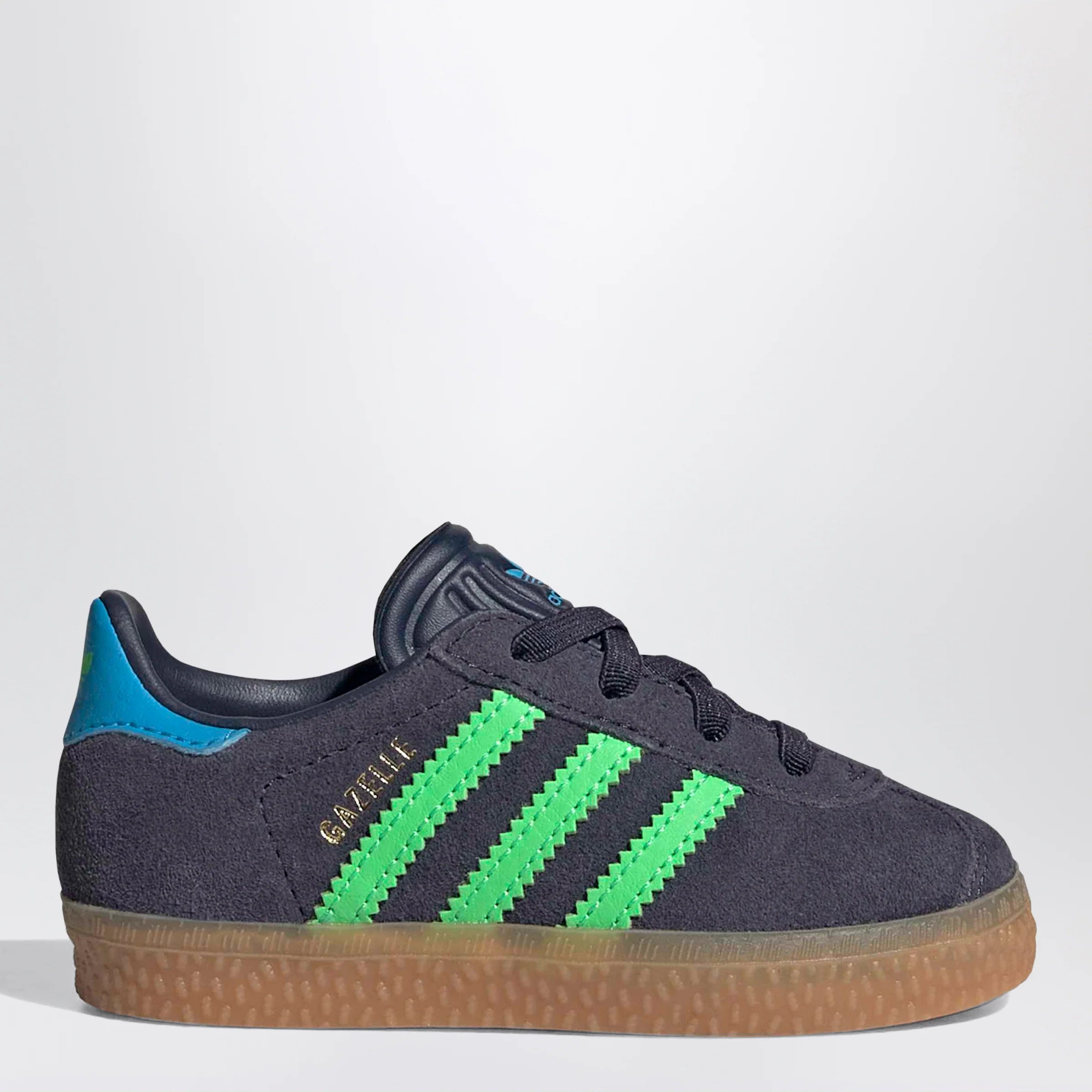 adidas Originals Blue/green Gazelle trainers with elastic laces