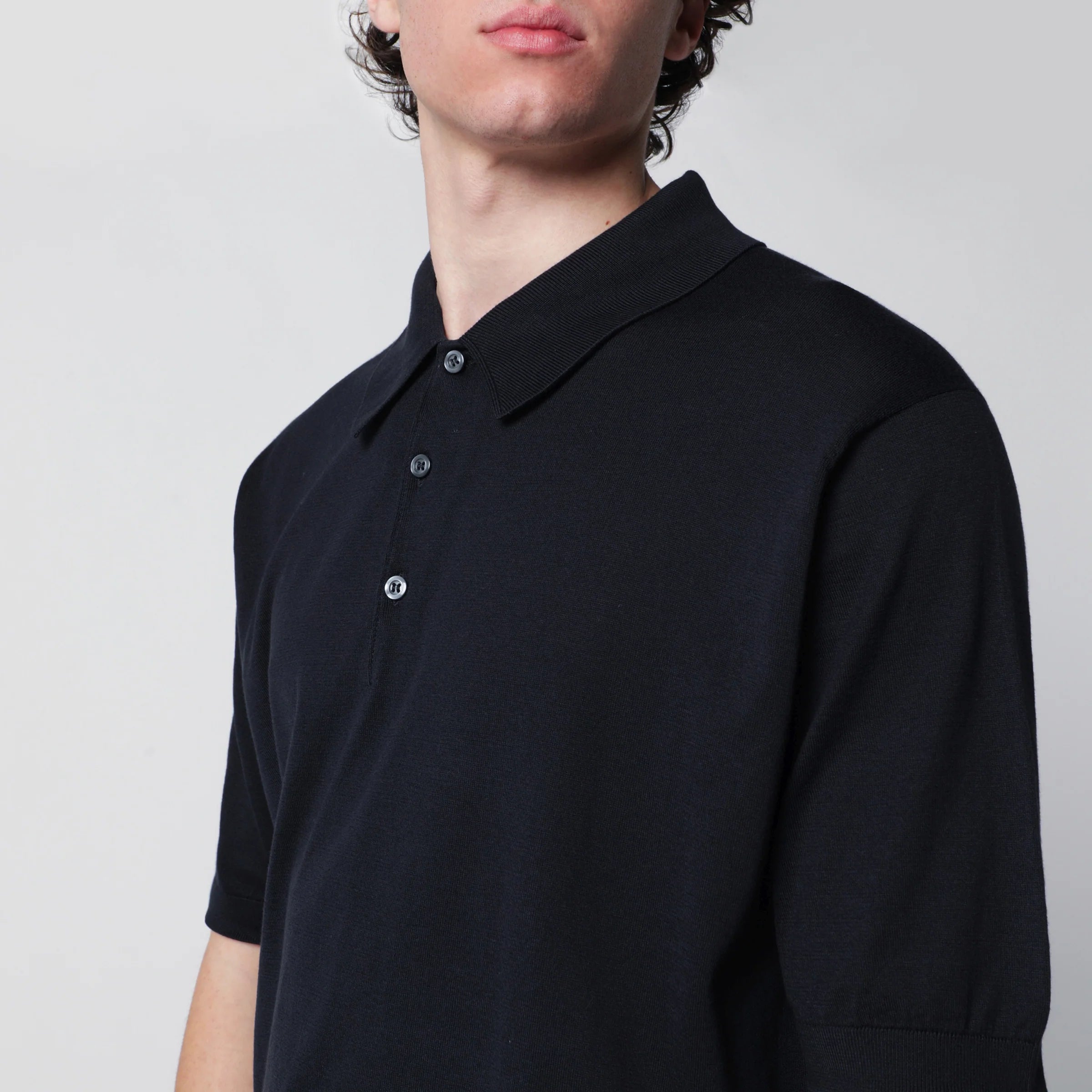 JOHN SMEDLEY Isis navy blue cotton polo shirt