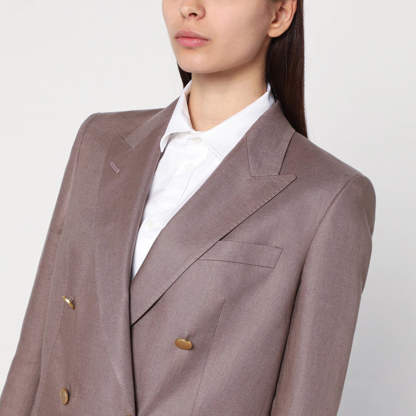 Tagliatore Brown double-breasted linen jacket