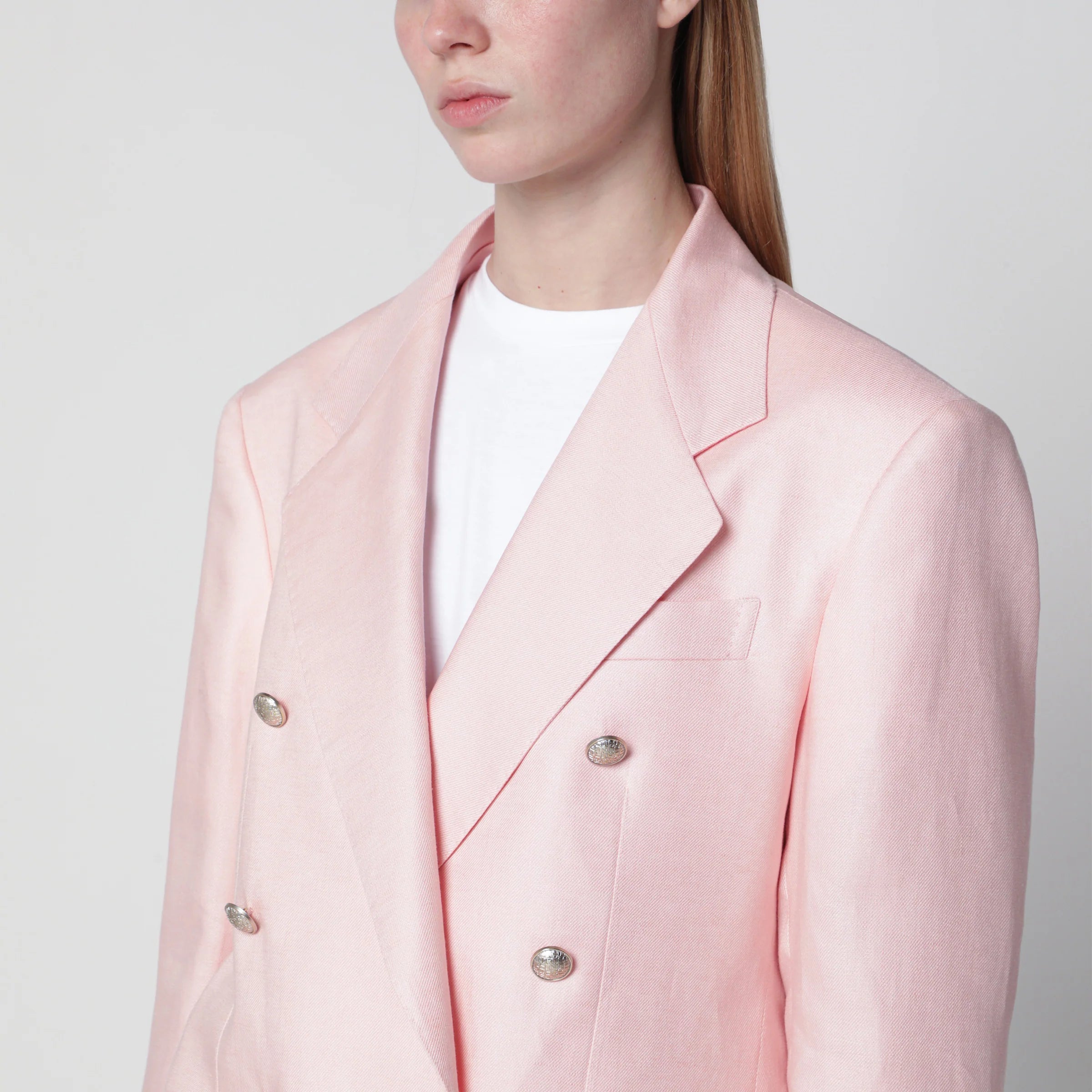 Tagliatore Single-breasted pink linen blazer
