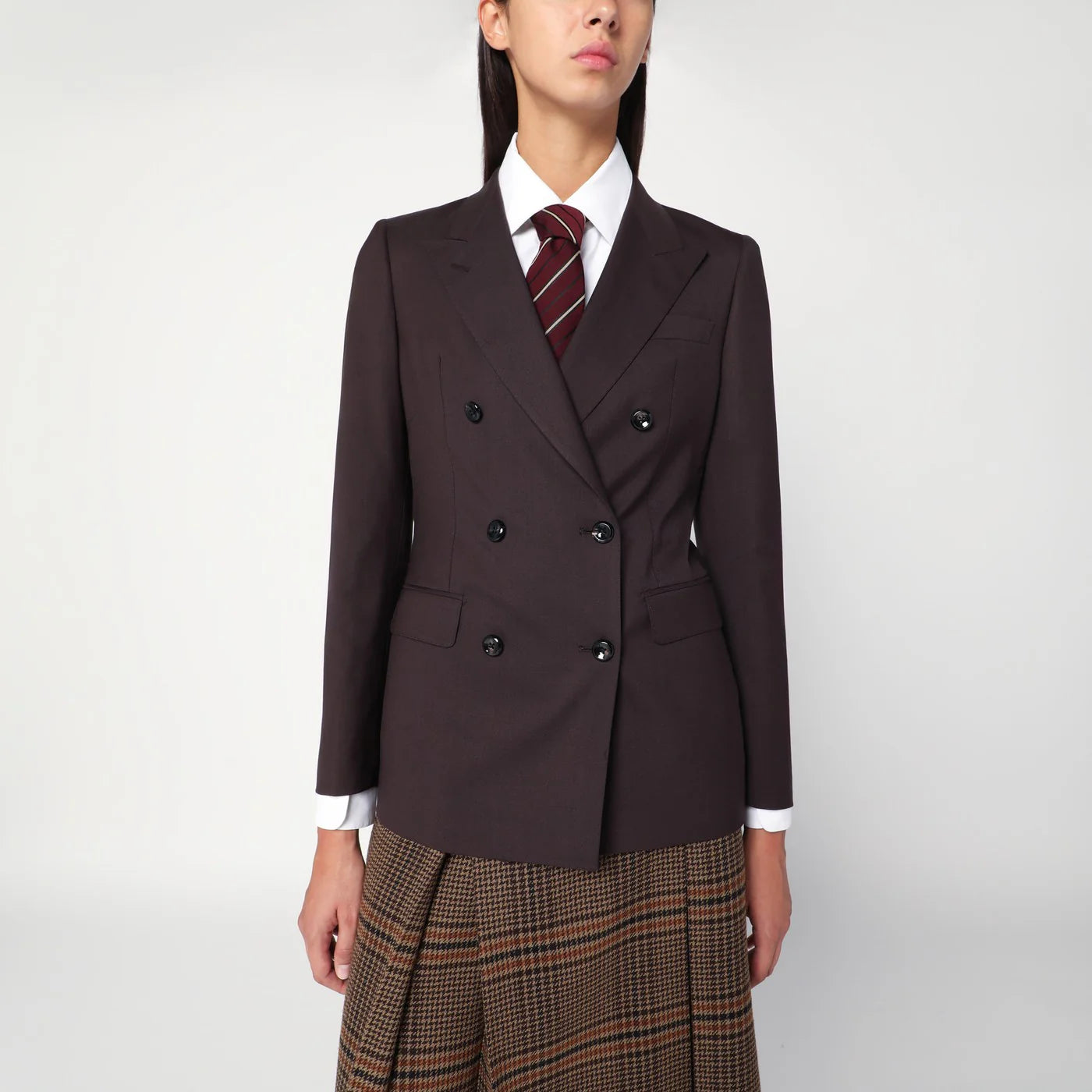 Tagliatore Brown double-breasted jacket in wool blend