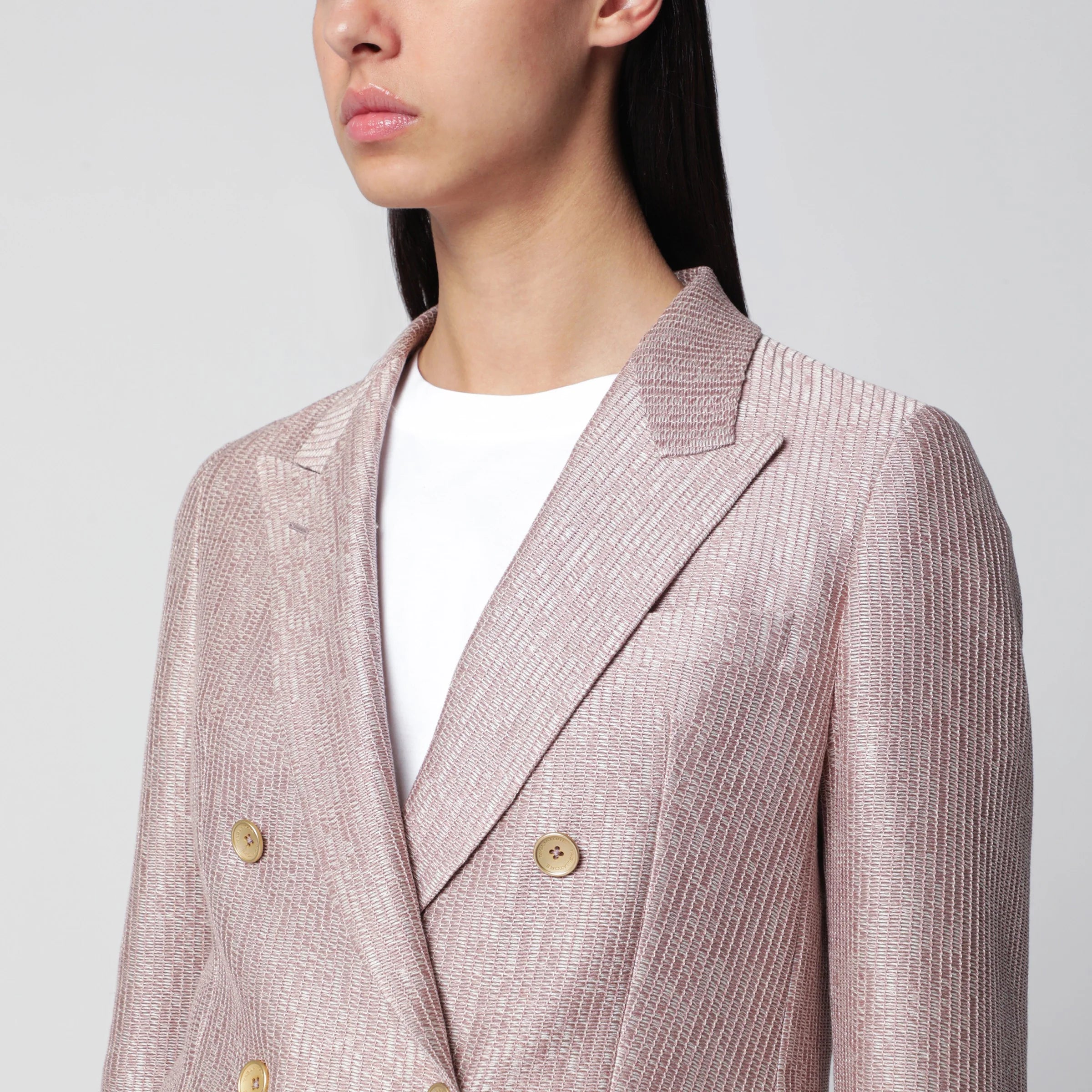 Tagliatore Pink double-breasted cotton jacket